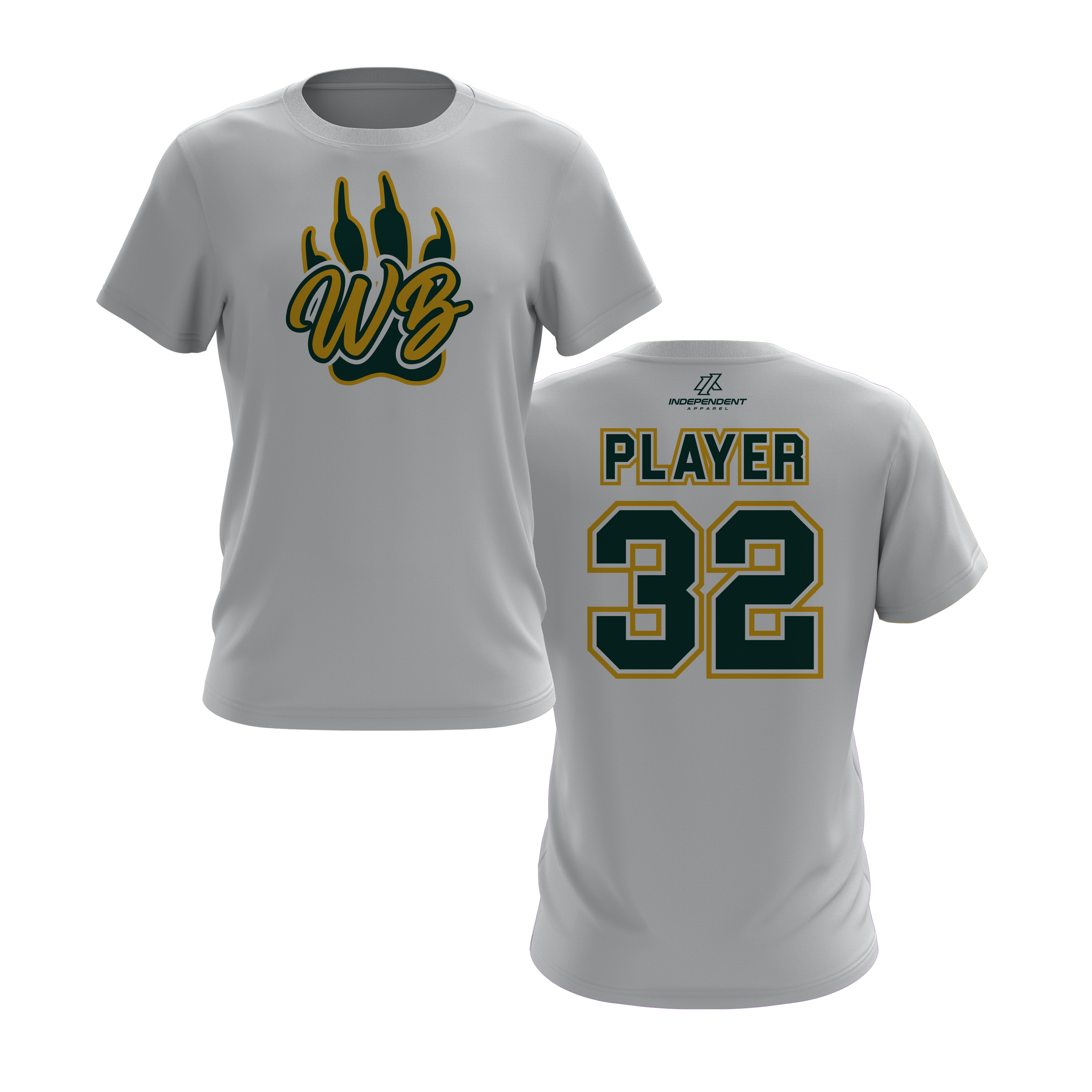 WBYB Green/Gold Team Short Sleeve Shirt - Paw Logo