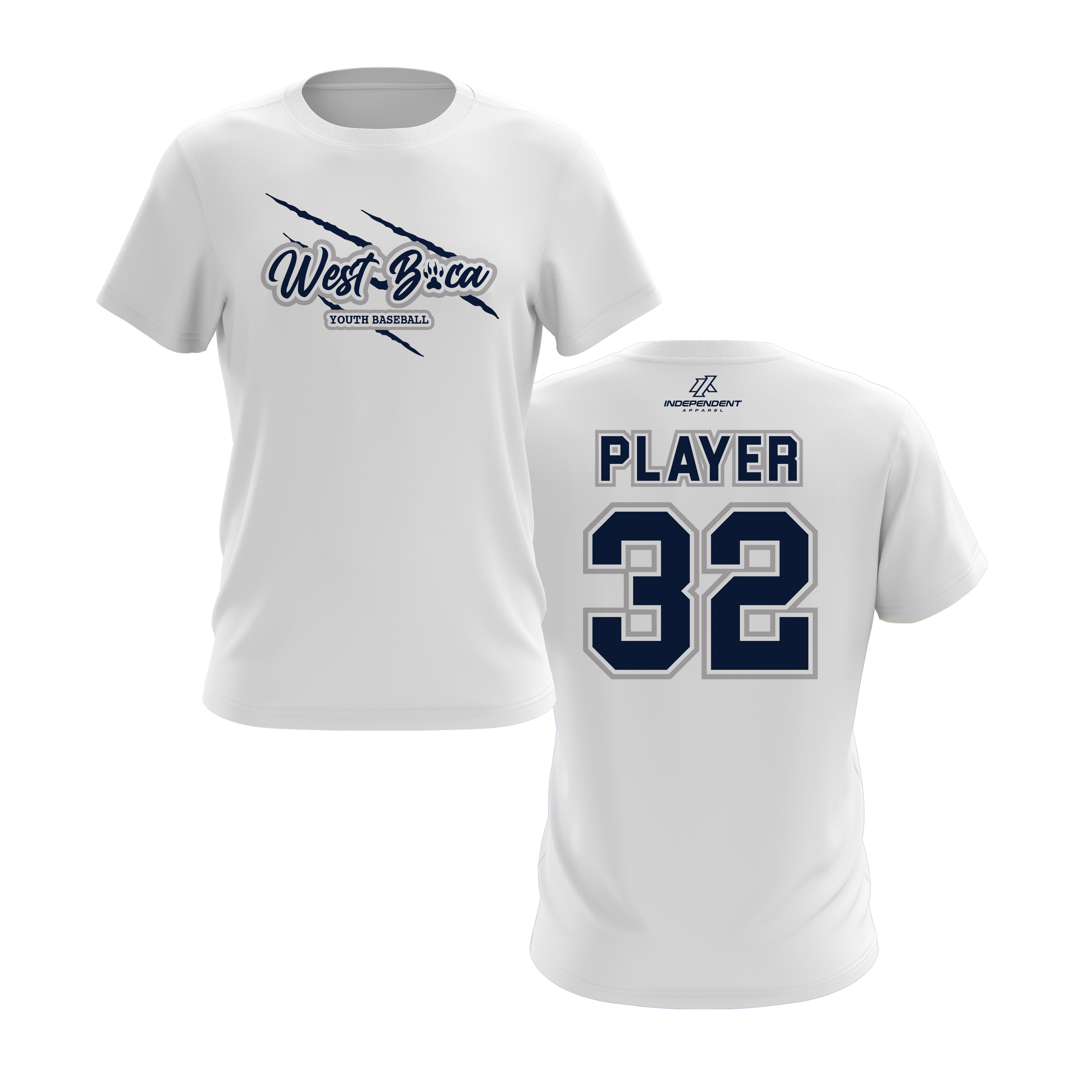 WBYB Grey/Navy Team Short Sleeve Shirt - Claw Logo