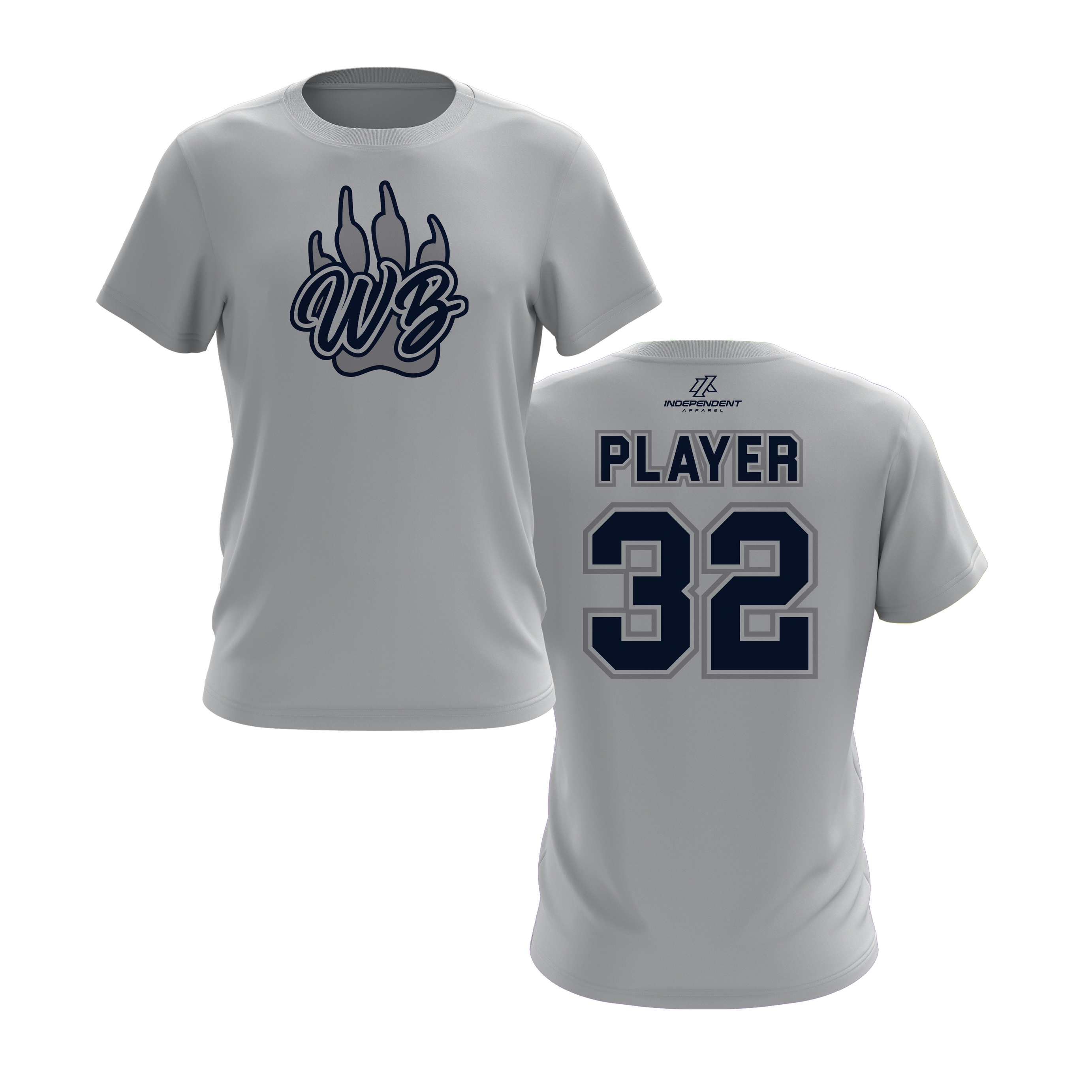 WBYB Grey/Navy Team Short Sleeve Shirt - Paw Logo