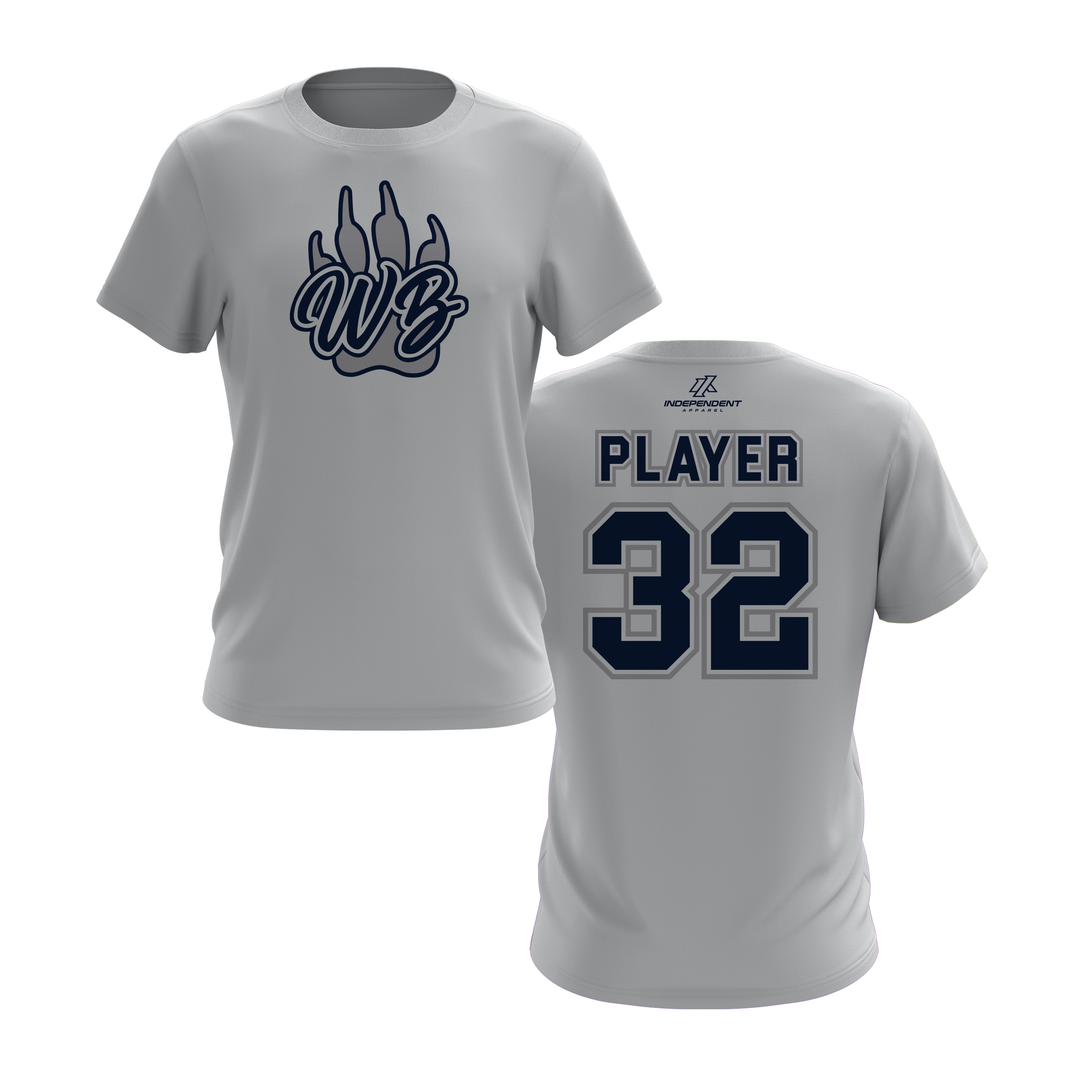 WBYB Grey/Navy Team Short Sleeve Shirt - Paw Logo
