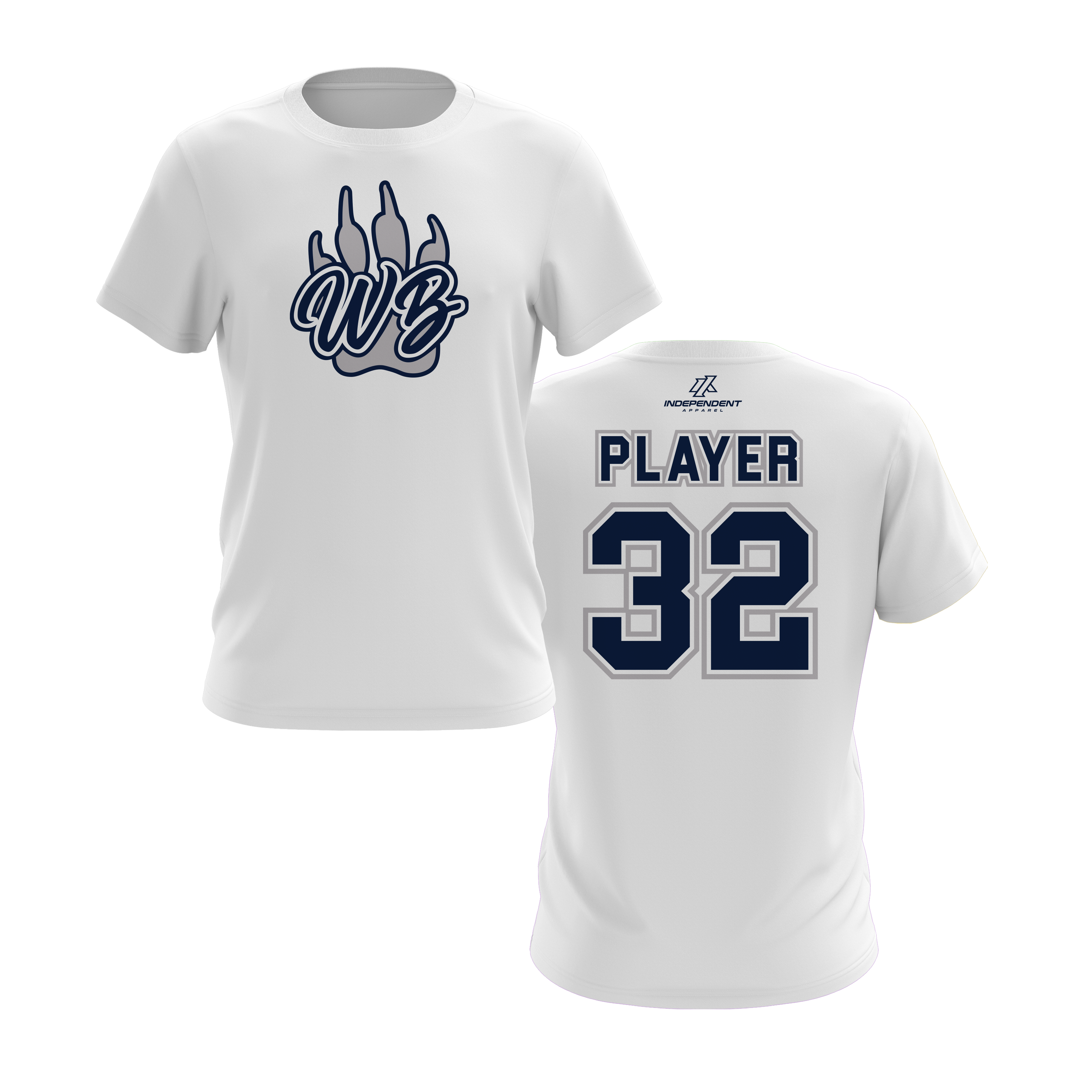 WBYB Grey/Navy Team Short Sleeve Shirt - Paw Logo