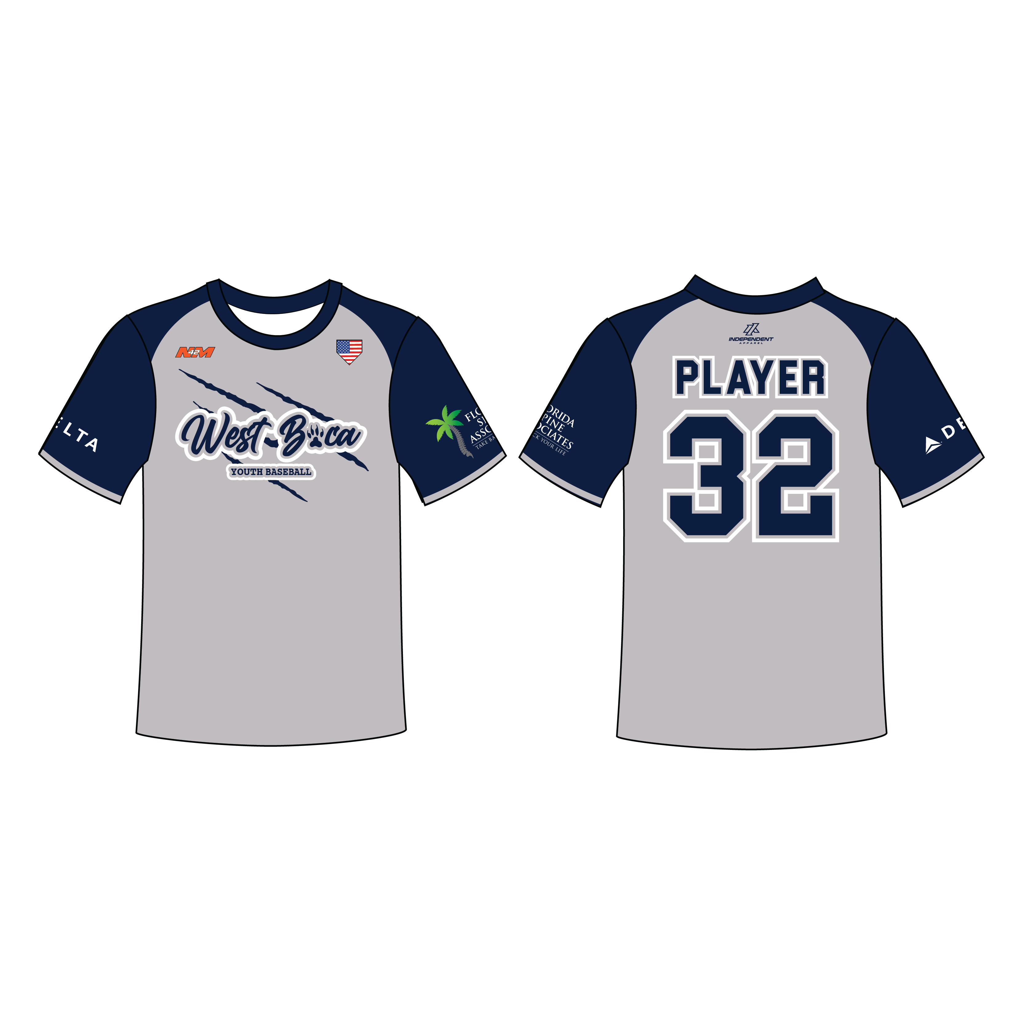 WBYB Grey/Navy Blue Team Custom Replica Jersey (3-4 WEEK TURNAROUND)