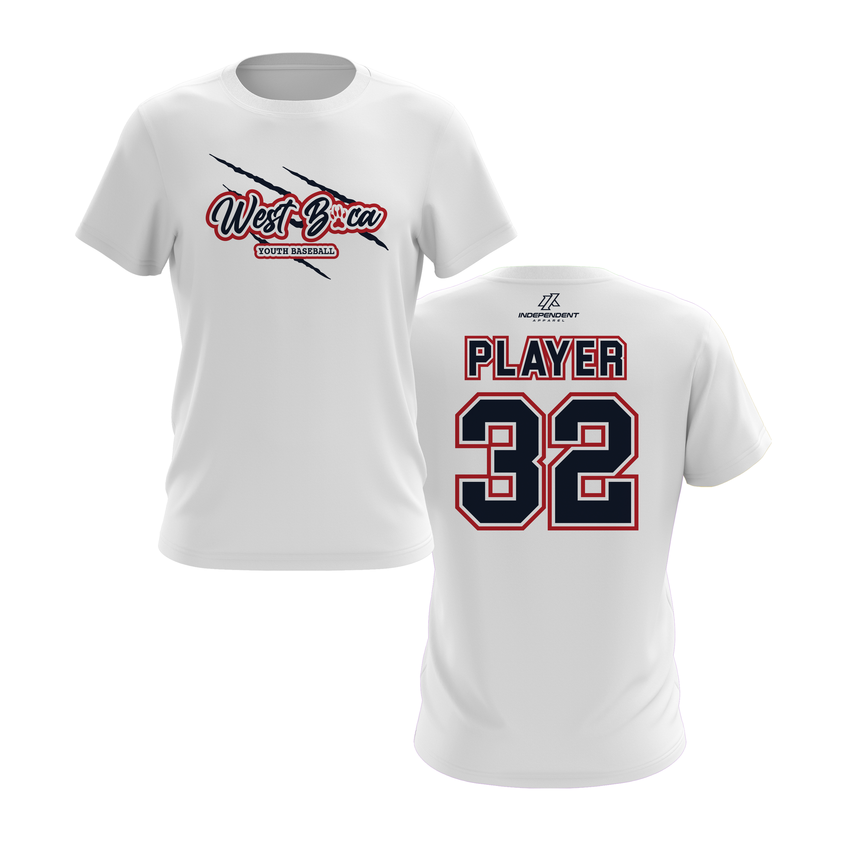 WBYB Navy Blue/Red Team Short Sleeve Shirt - Claw Logo