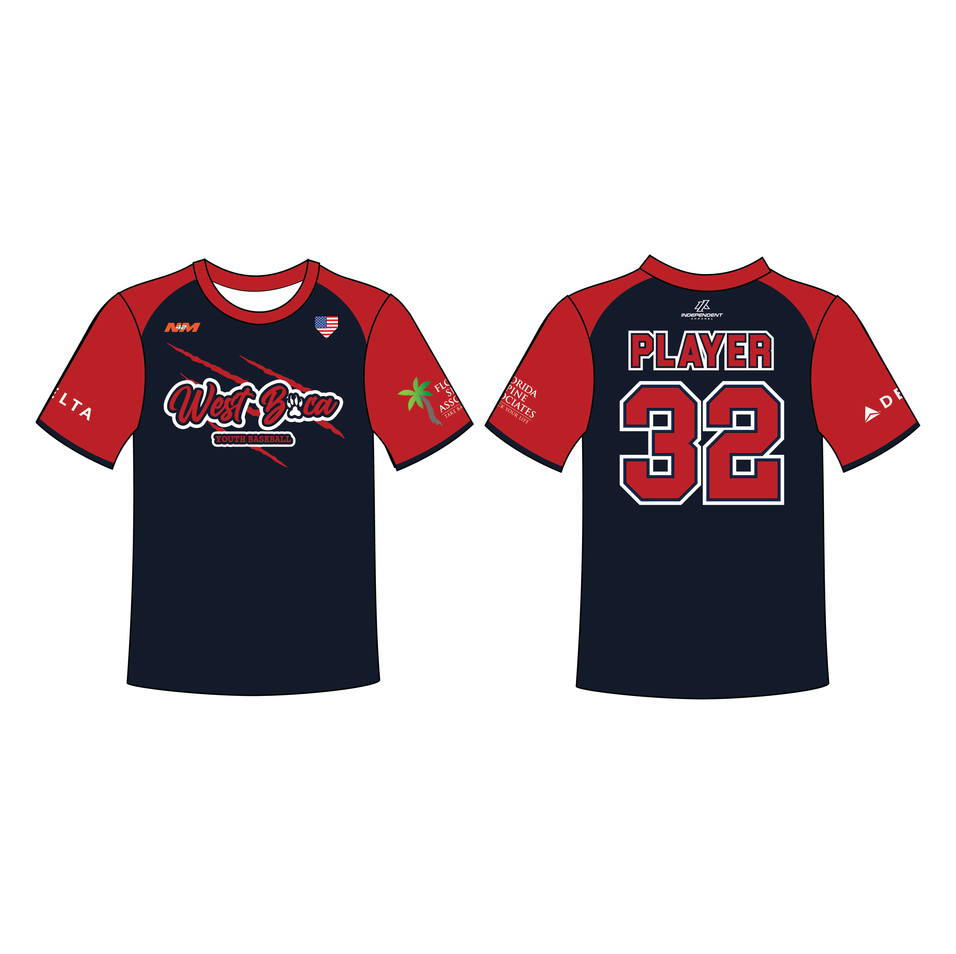 WBYB Navy Blue/Red Team Custom Replica Jersey (3-4 WEEK TURNAROUND)