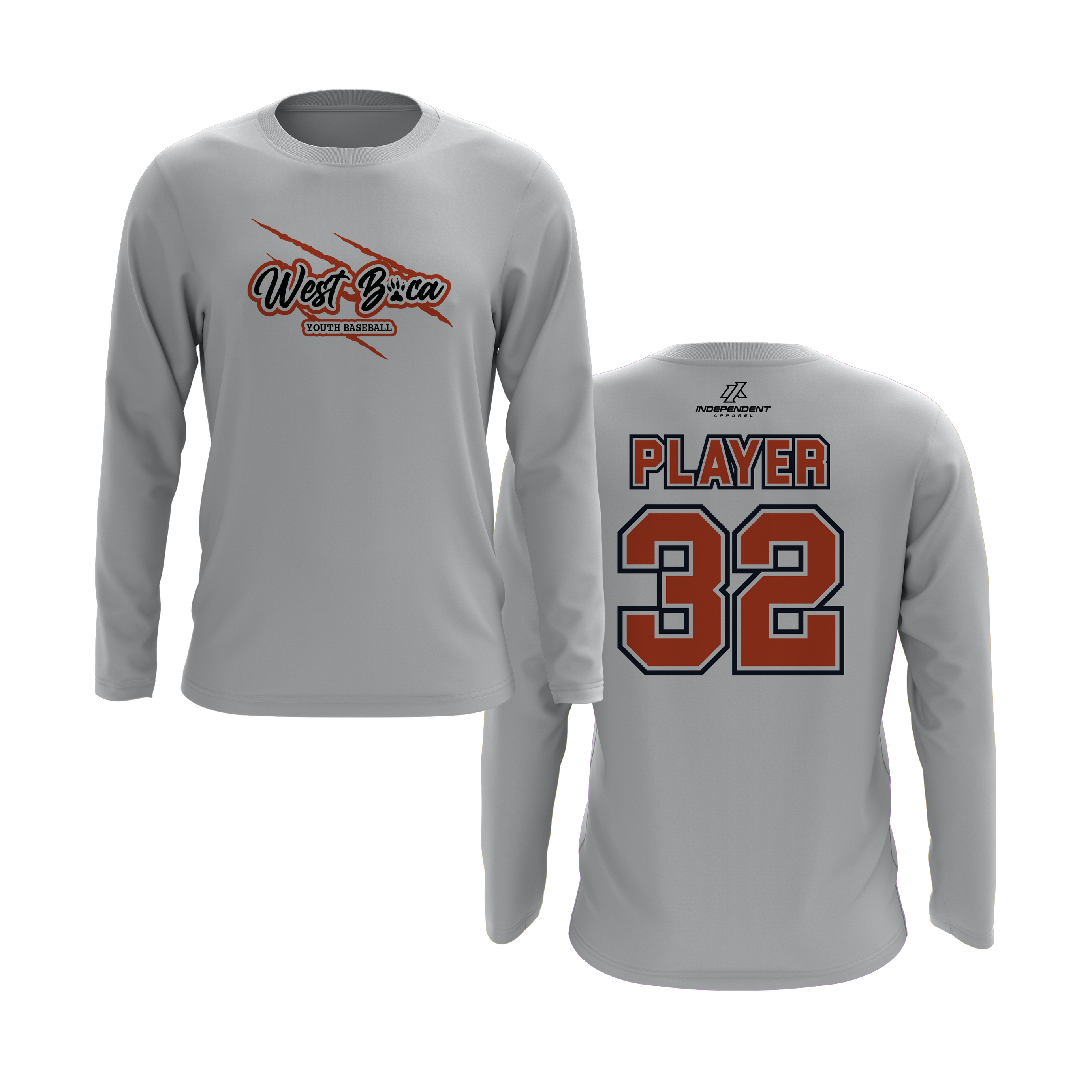 WBYB Orange/Black Team Long Sleeve Shirt - Claw Logo