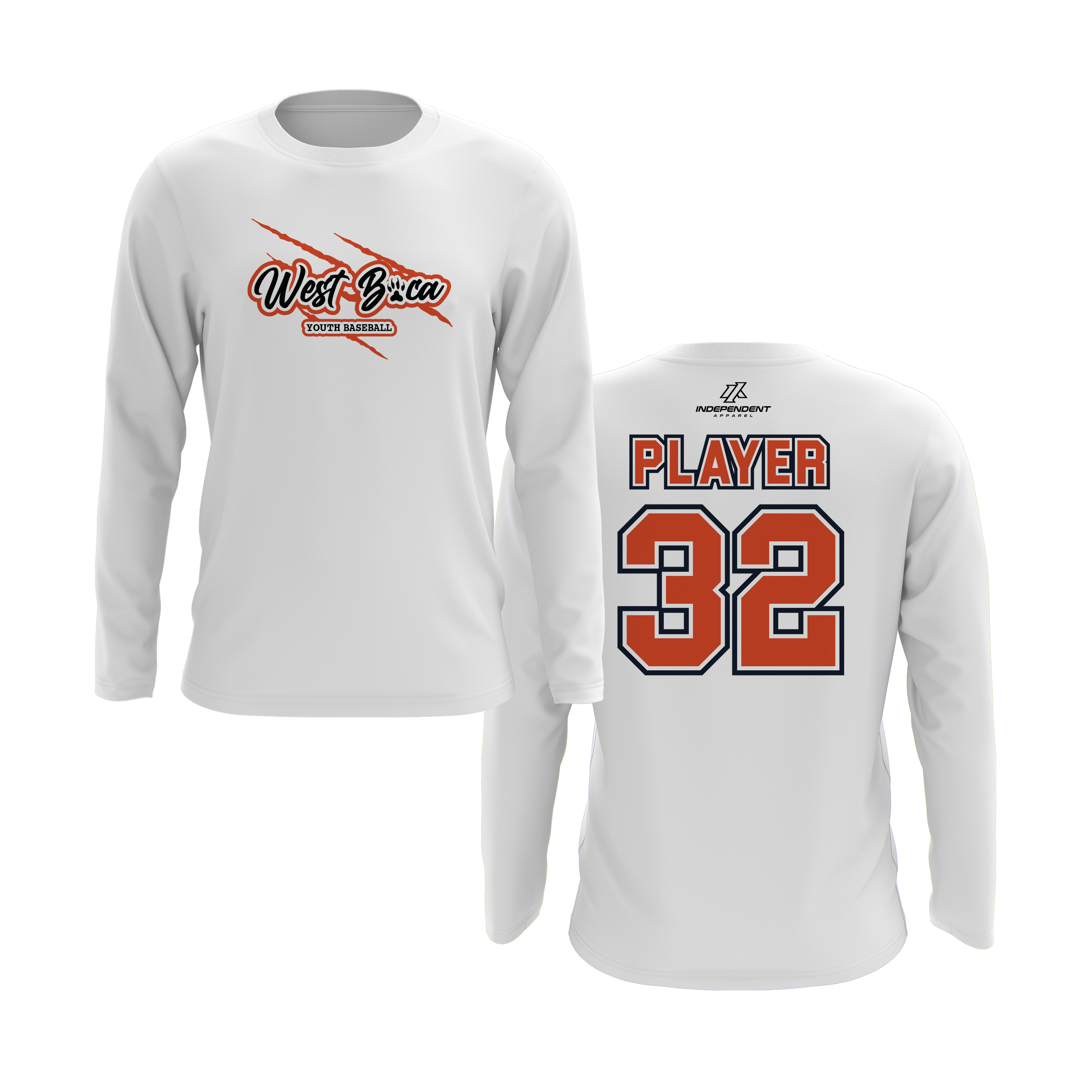 WBYB Orange/Black Team Long Sleeve Shirt - Claw Logo