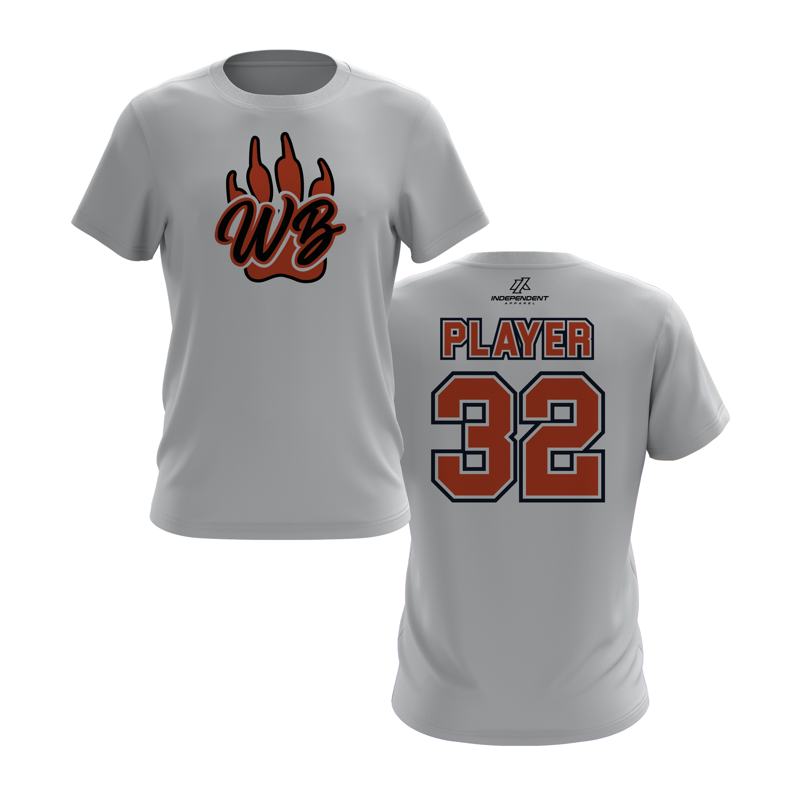 WBYB Orange/Black Team Short Sleeve Shirt - Paw Logo