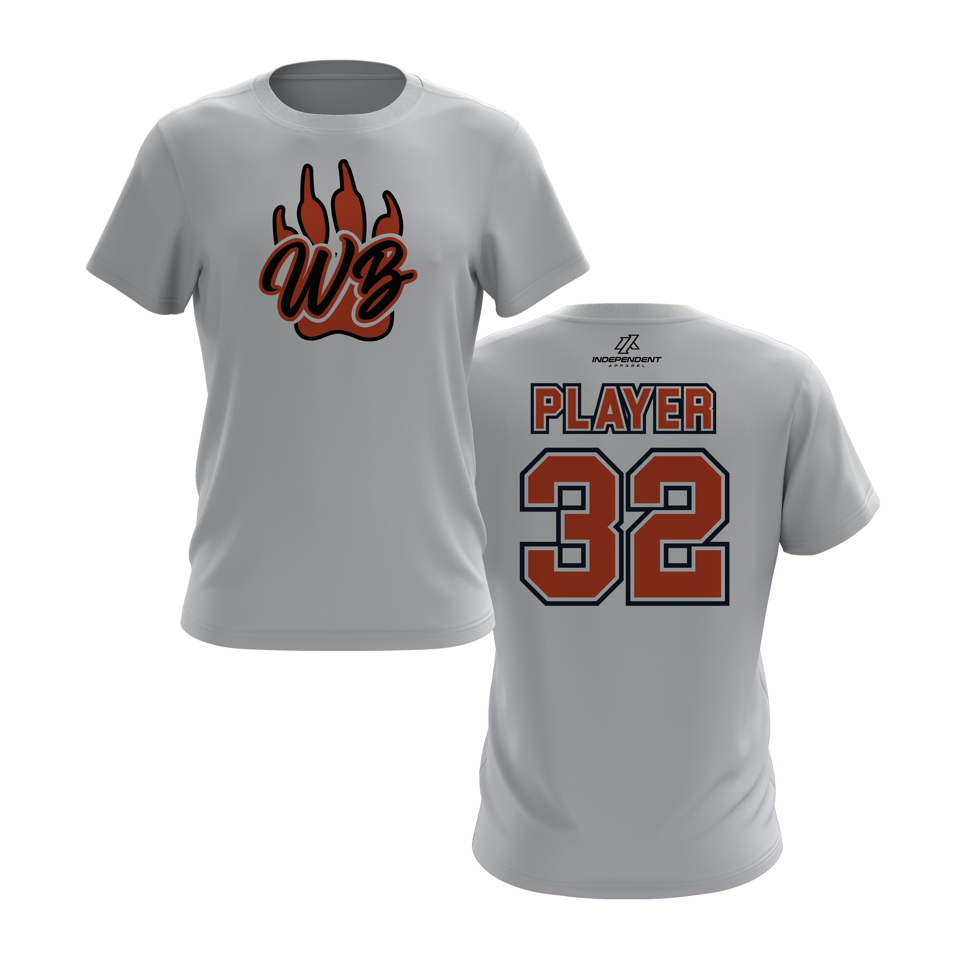 WBYB Orange/Black Team Short Sleeve Shirt - Paw Logo