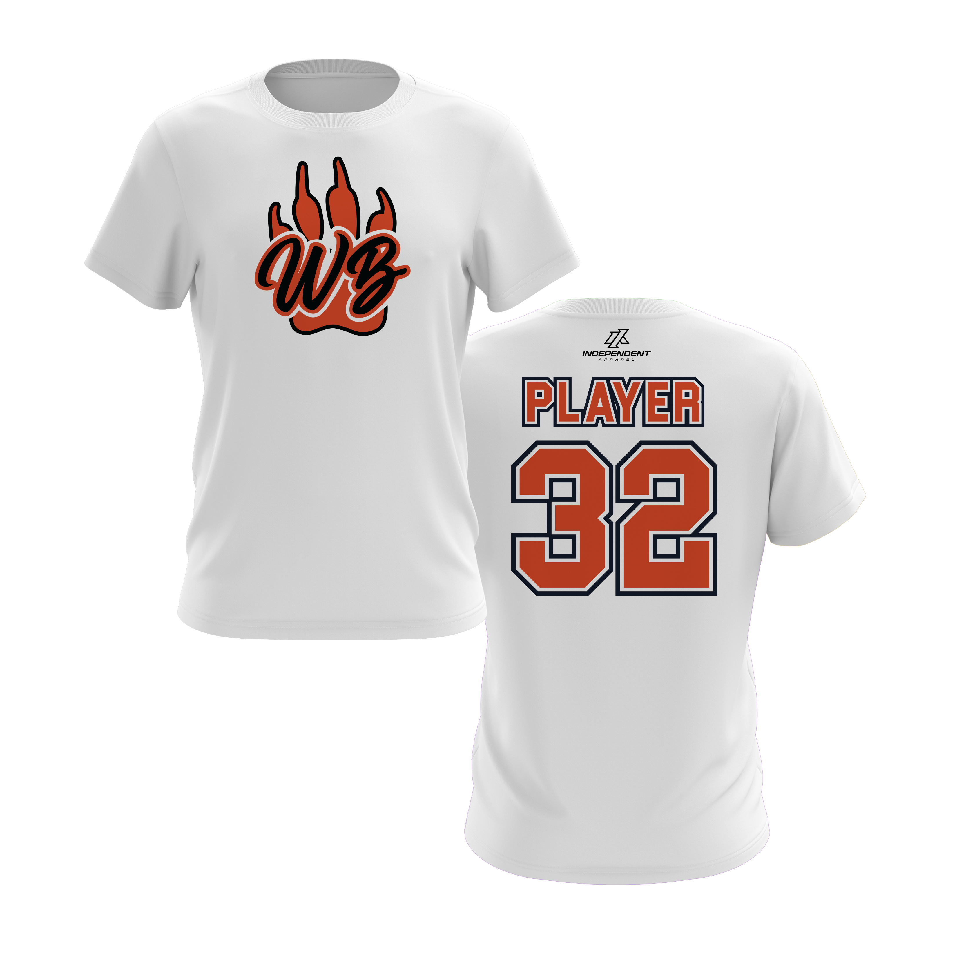 WBYB Orange/Black Team Short Sleeve Shirt - Paw Logo