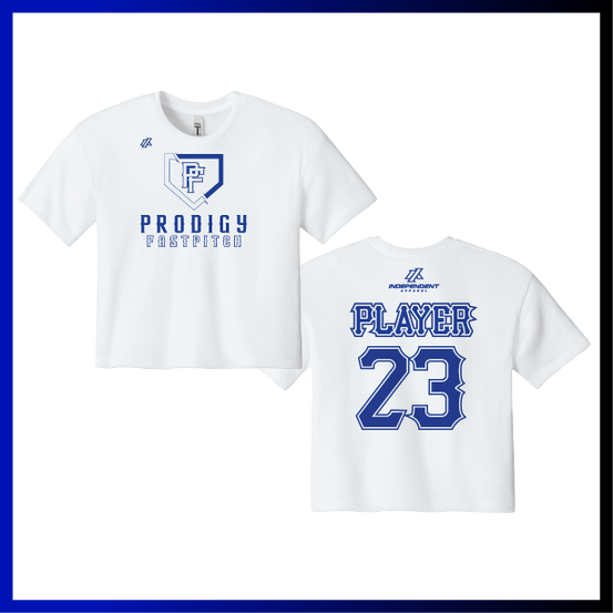 Prodigy Fastpitch Plate Logo Women's Crop Poly/Cotton Tee