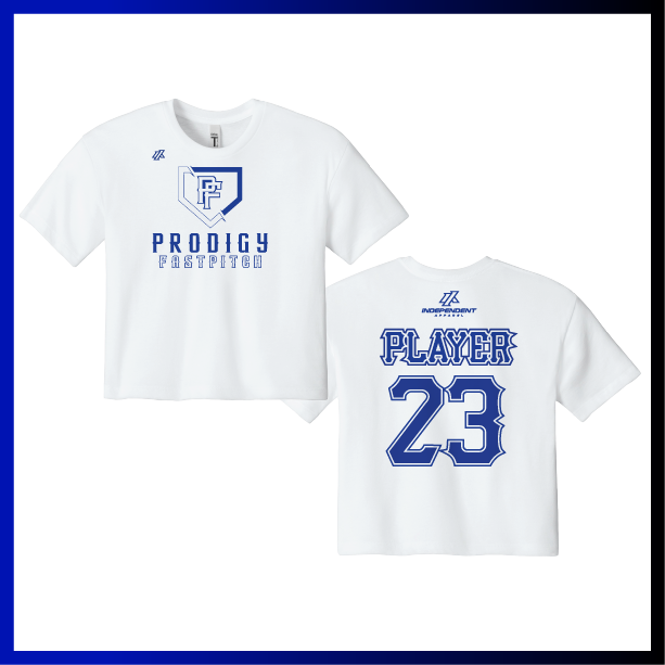 Prodigy Fastpitch Plate Logo Women's Crop Poly/Cotton Tee