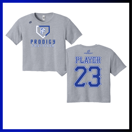 Prodigy Fastpitch Plate Logo Women's Crop Poly/Cotton Tee