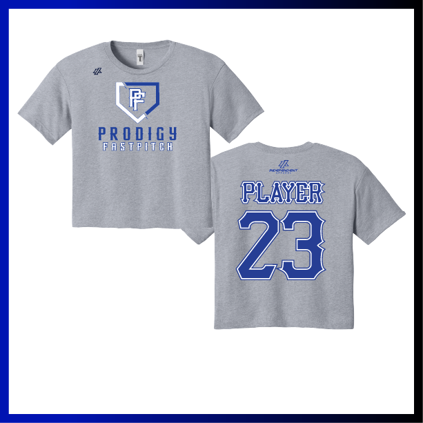 Prodigy Fastpitch Plate Logo Women's Crop Poly/Cotton Tee