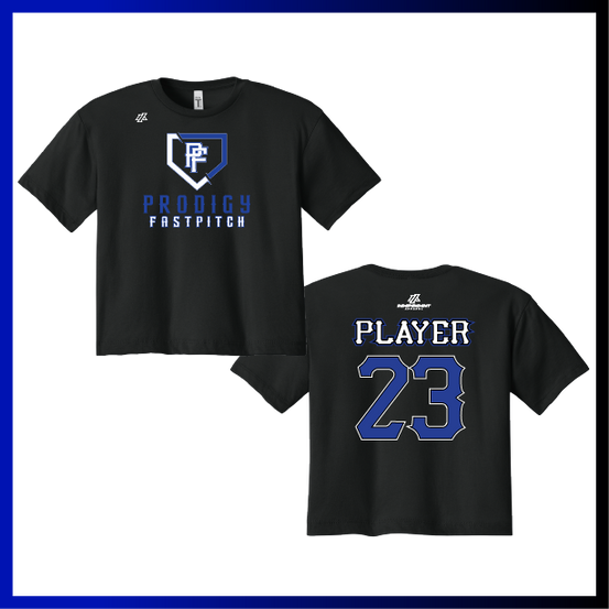 Prodigy Fastpitch Plate Logo Women's Crop Poly/Cotton Tee
