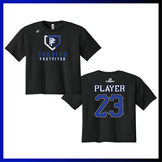 Prodigy Fastpitch Plate Logo Women's Crop Poly/Cotton Tee