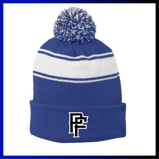 Prodigy Fastpitch "PF" Stripe Pom Pom Beanie