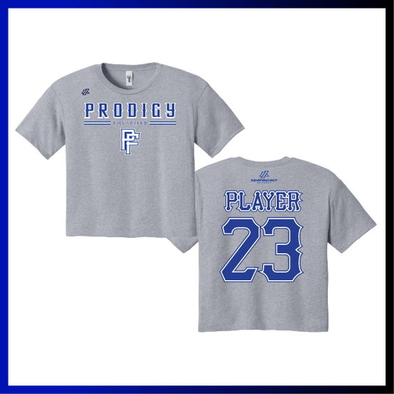 Prodigy Fastpitch Stacked Logo Women's Crop Poly/Cotton Tee