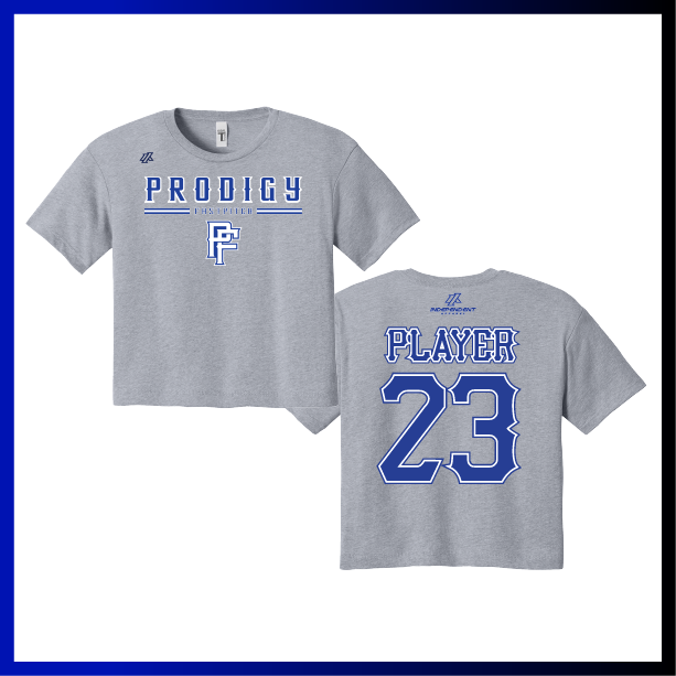 Prodigy Fastpitch Stacked Logo Women's Crop Poly/Cotton Tee