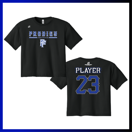 Prodigy Fastpitch Stacked Logo Women's Crop Poly/Cotton Tee