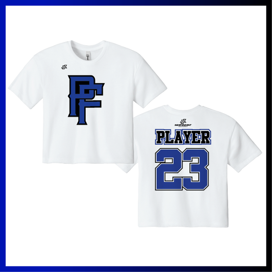 Prodigy Fastpitch "PF" Logo Women's Crop Poly/Cotton Tee