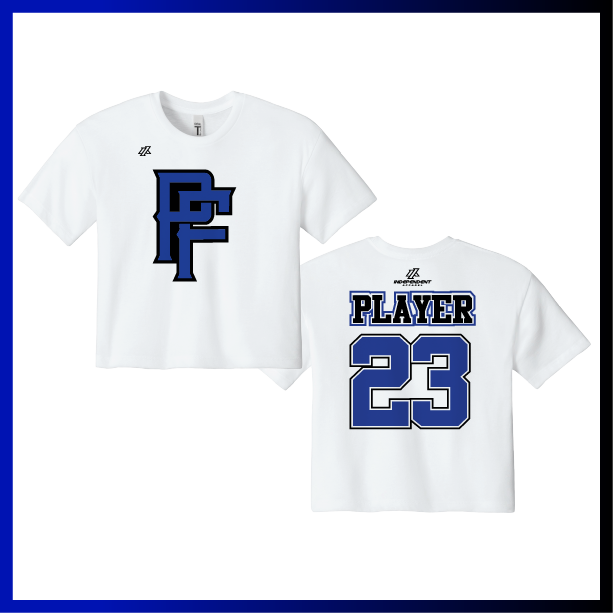 Prodigy Fastpitch "PF" Logo Women's Crop Poly/Cotton Tee