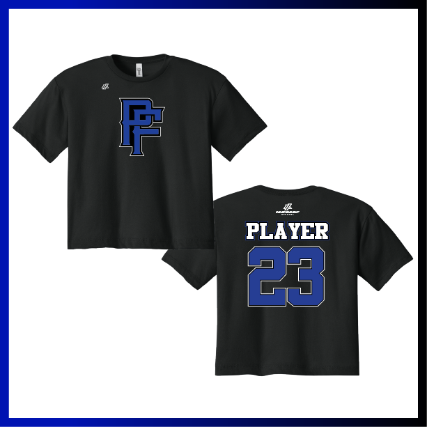 Prodigy Fastpitch "PF" Logo Women's Crop Poly/Cotton Tee