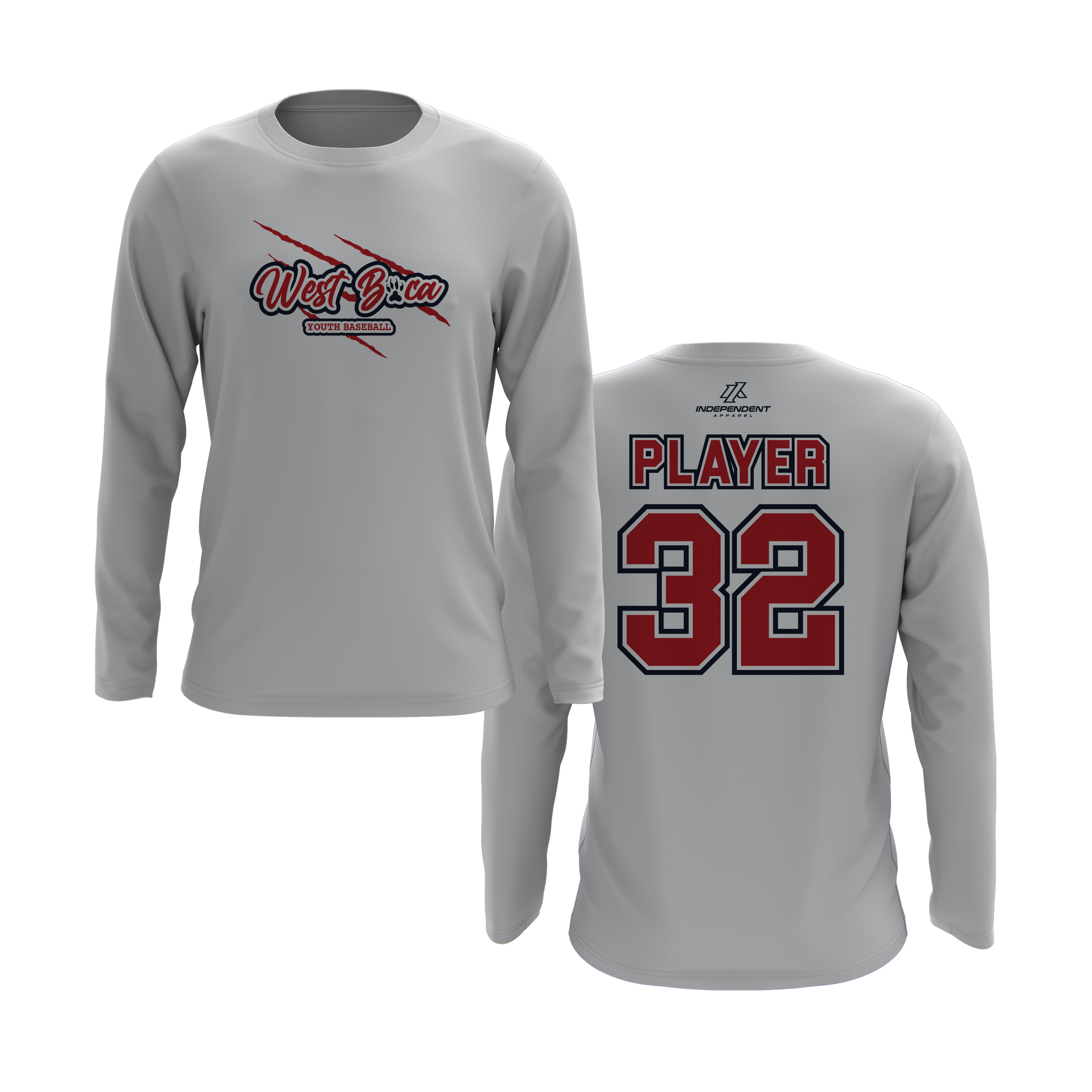 WBYB Red/Navy Blue Team Long Sleeve Shirt - Claw Logo