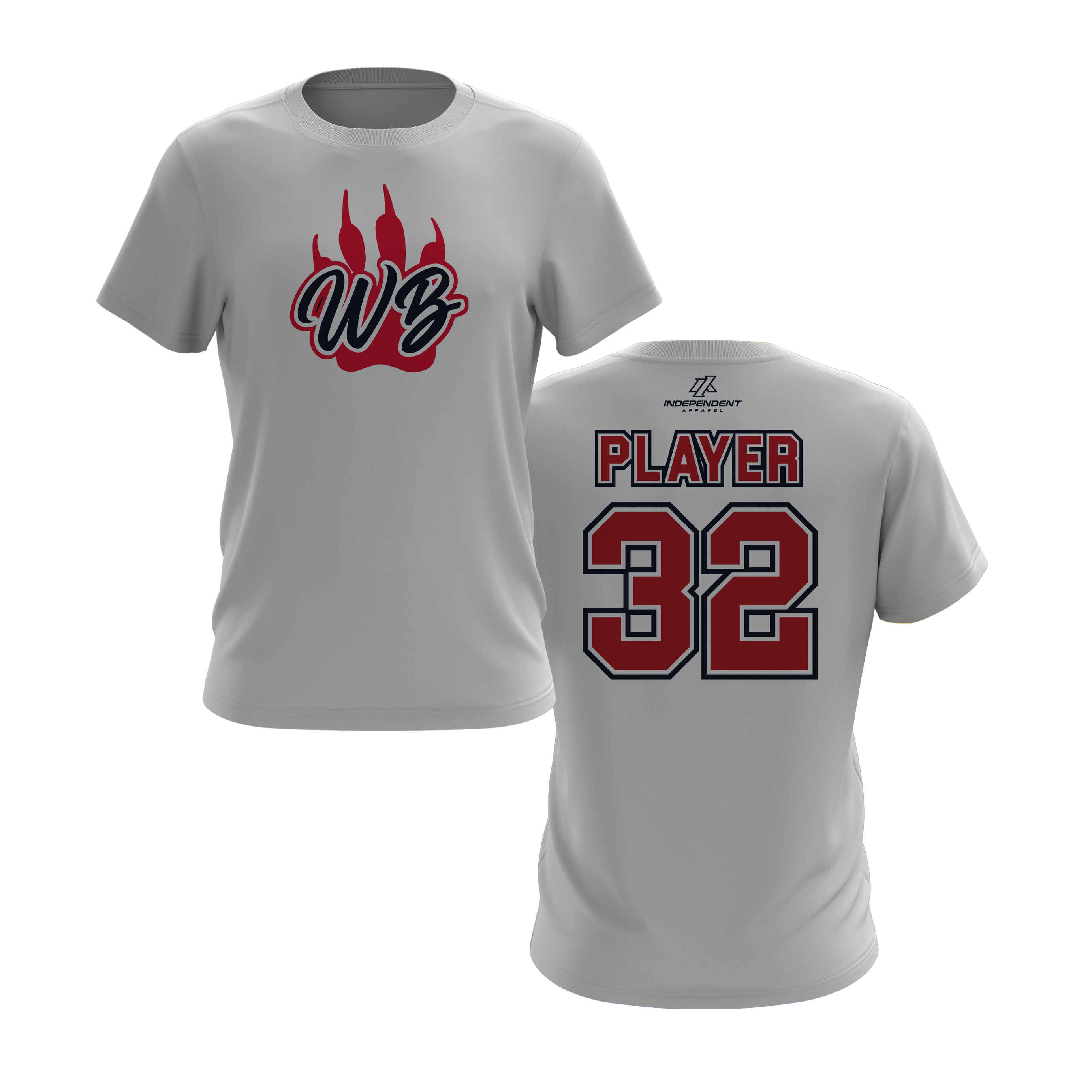 WBYB Red/Navy Blue Team Short Sleeve Shirt - Paw Logo