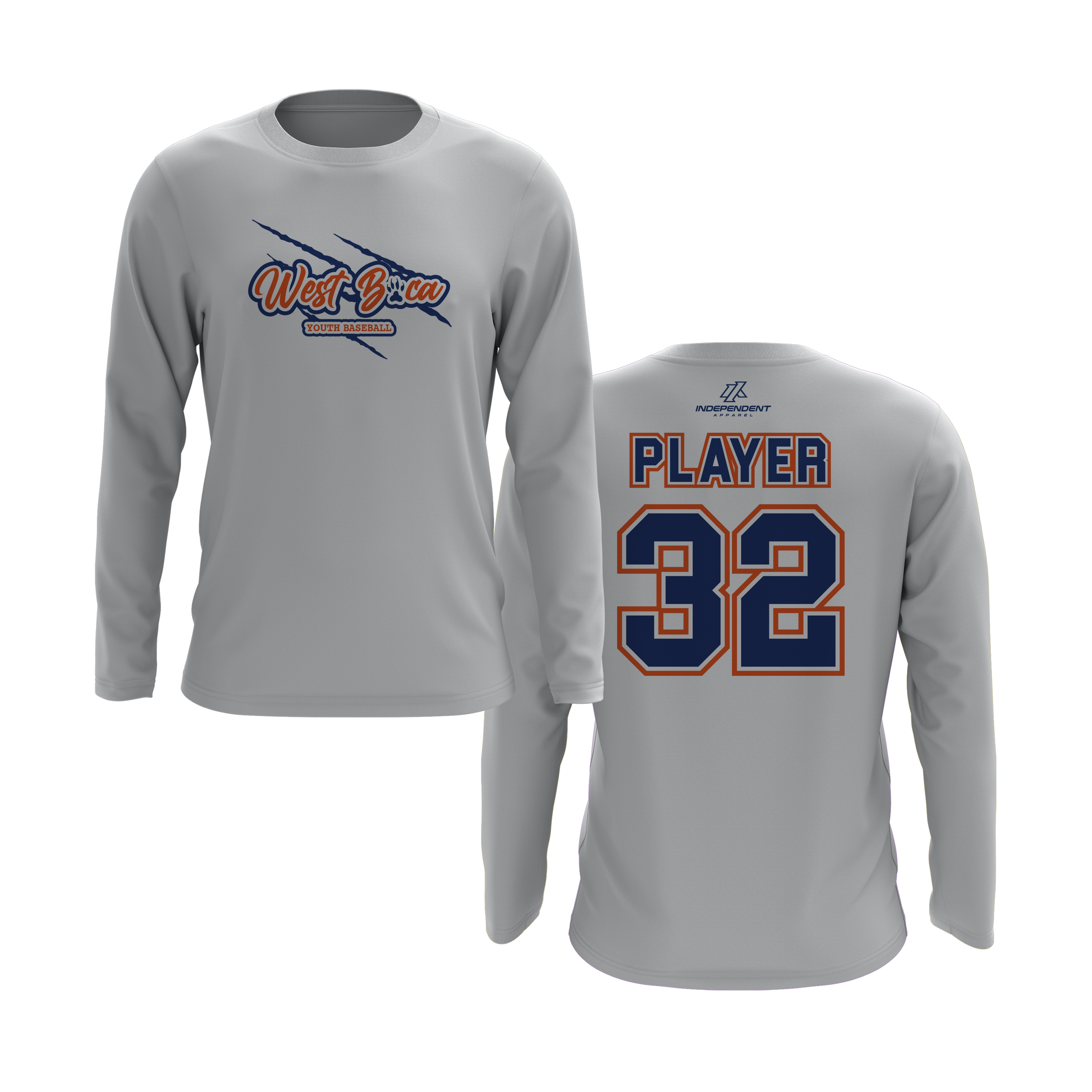 WBYB Royal Blue/Orange Team Long Sleeve Shirt - Claw Logo