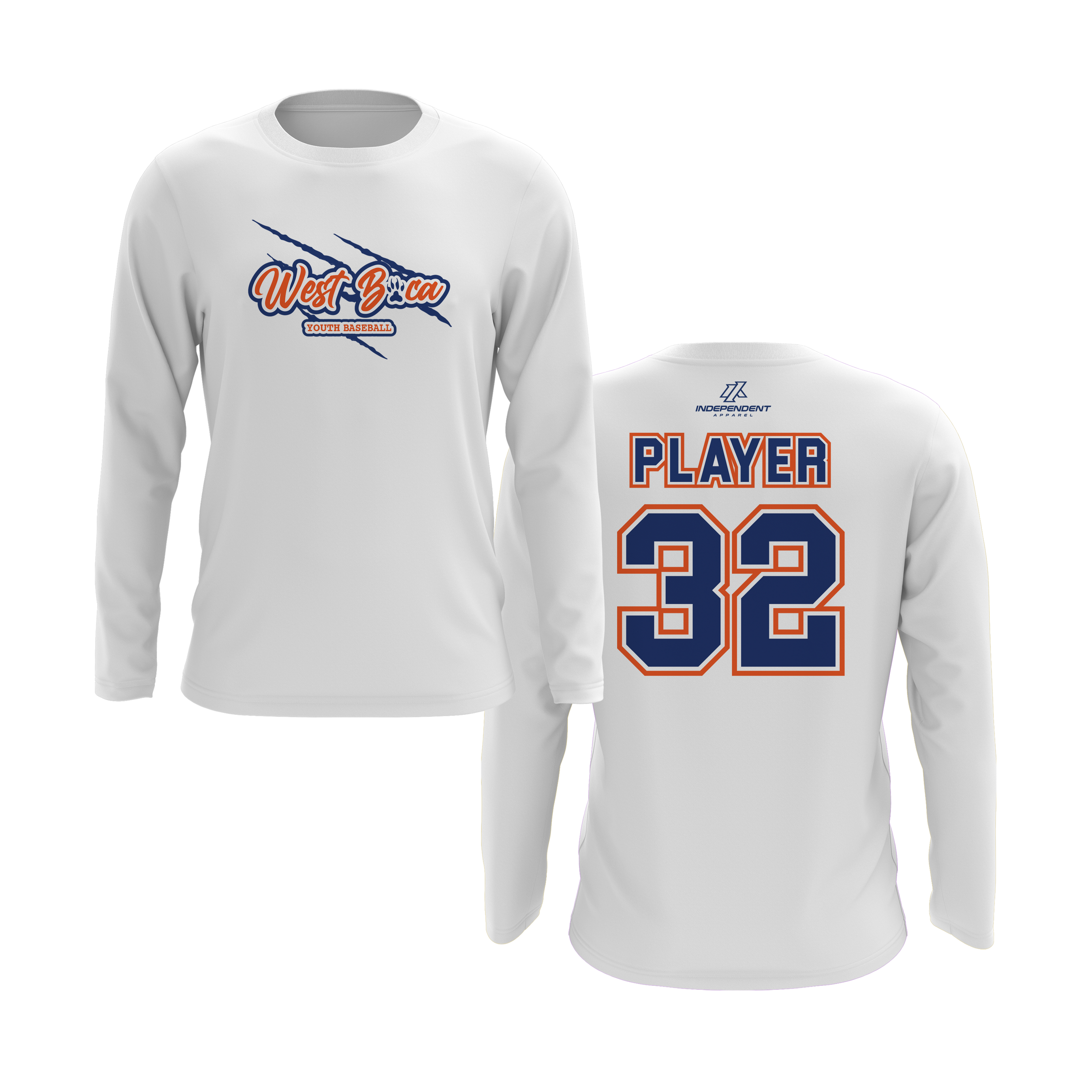 WBYB Royal Blue/Orange Team Long Sleeve Shirt - Claw Logo