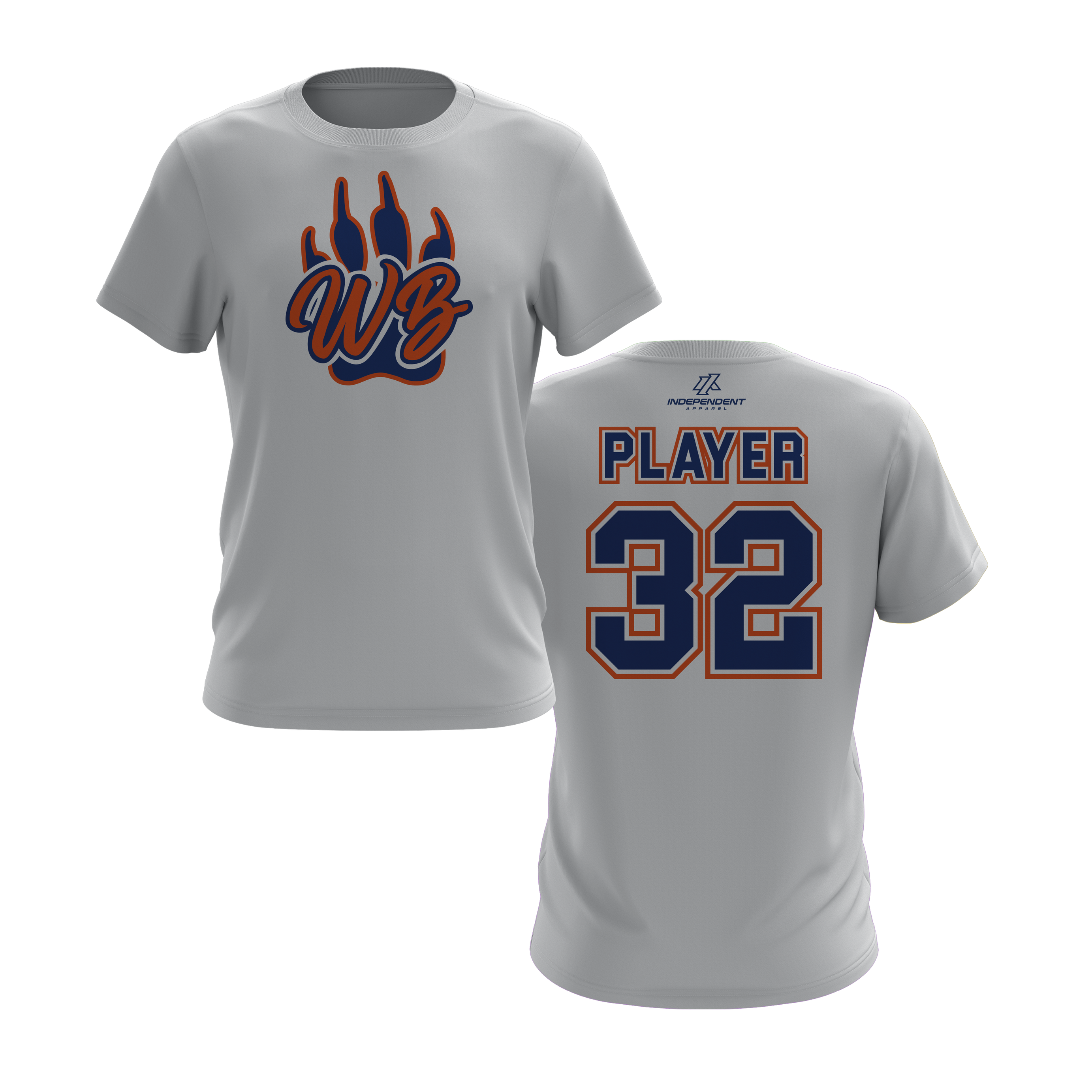 WBYB Royal Blue/Orange Team Short Sleeve Shirt - Paw Logo