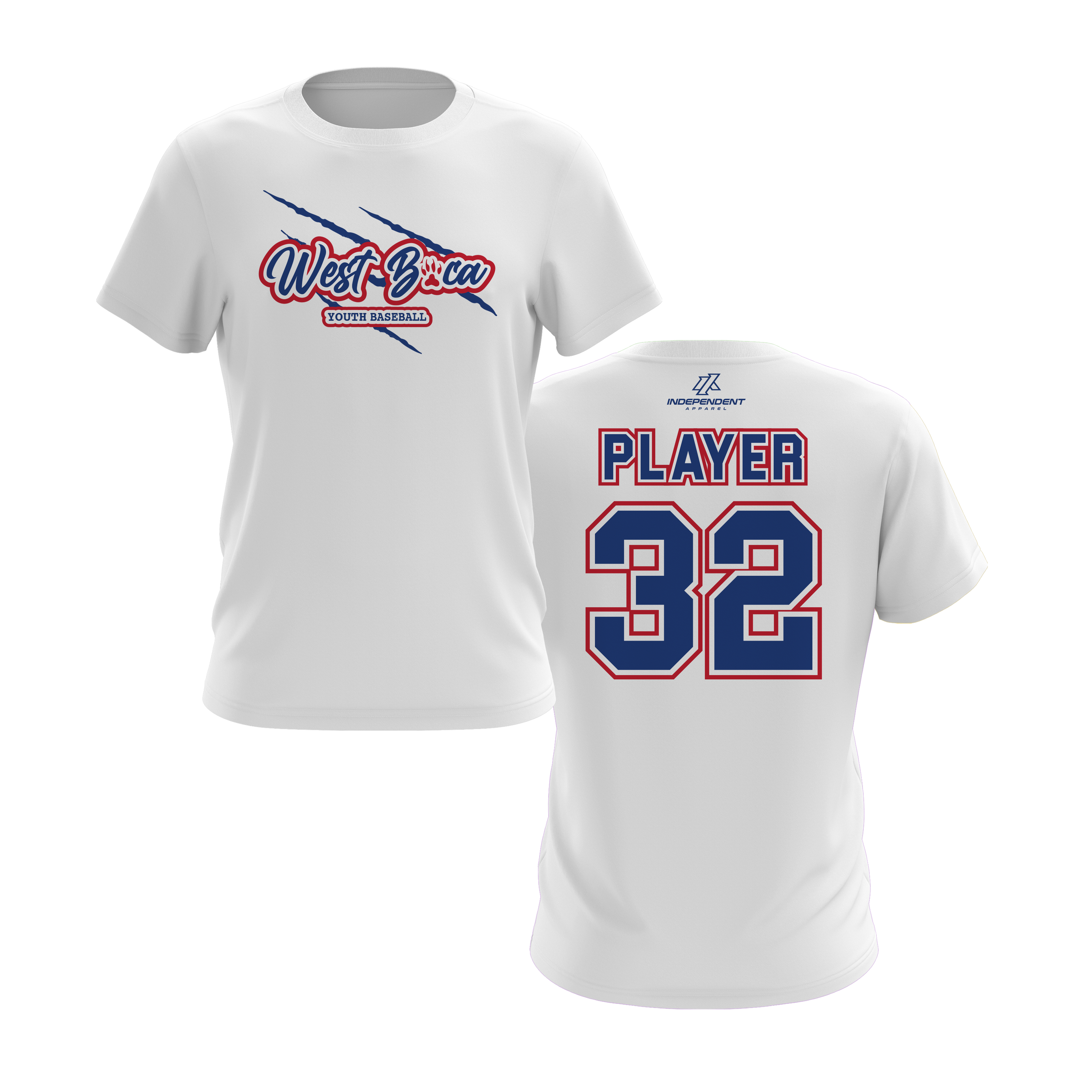 WBYB Royal Blue/Red Team Short Sleeve Shirt - Claw Logo
