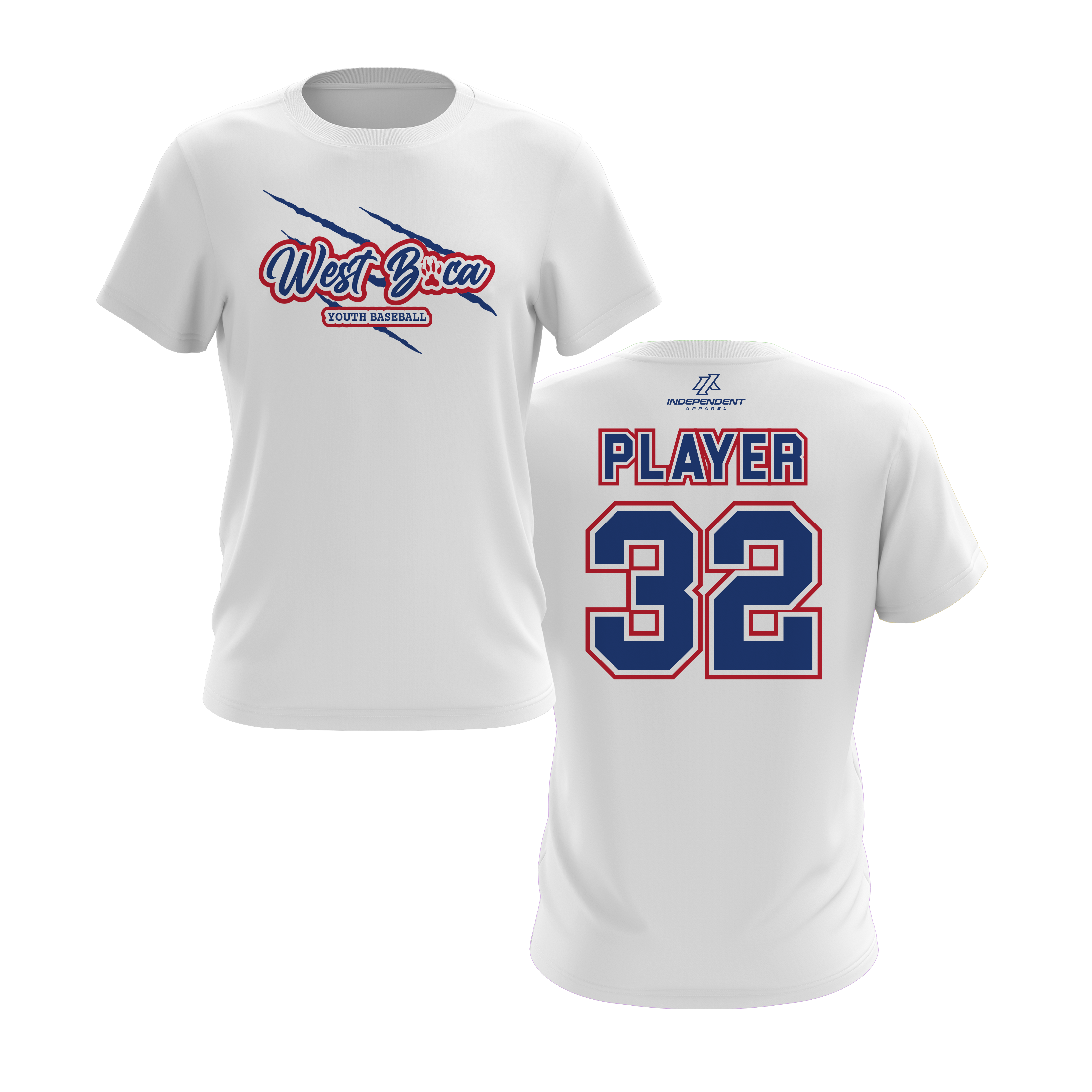 WBYB Royal Blue/Red Team Short Sleeve Shirt - Claw Logo