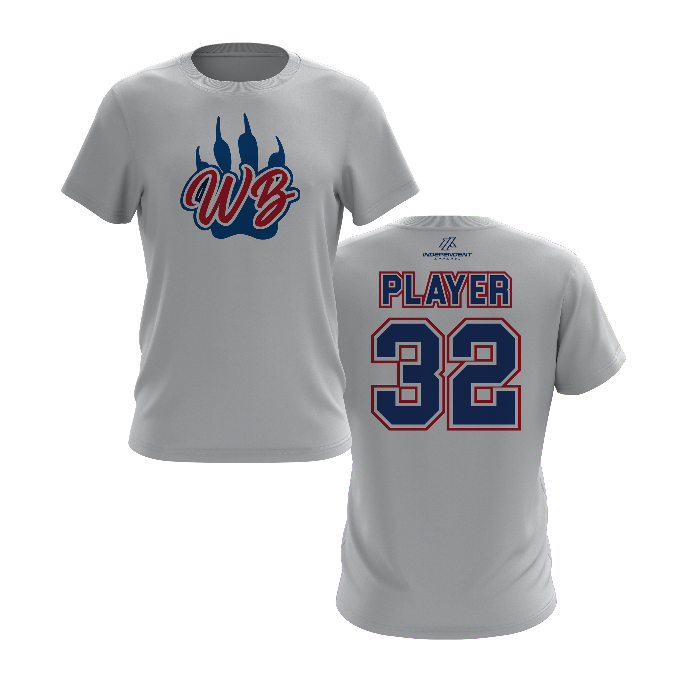 WBYB Royal Blue/Red Team Short Sleeve Shirt - Paw Logo
