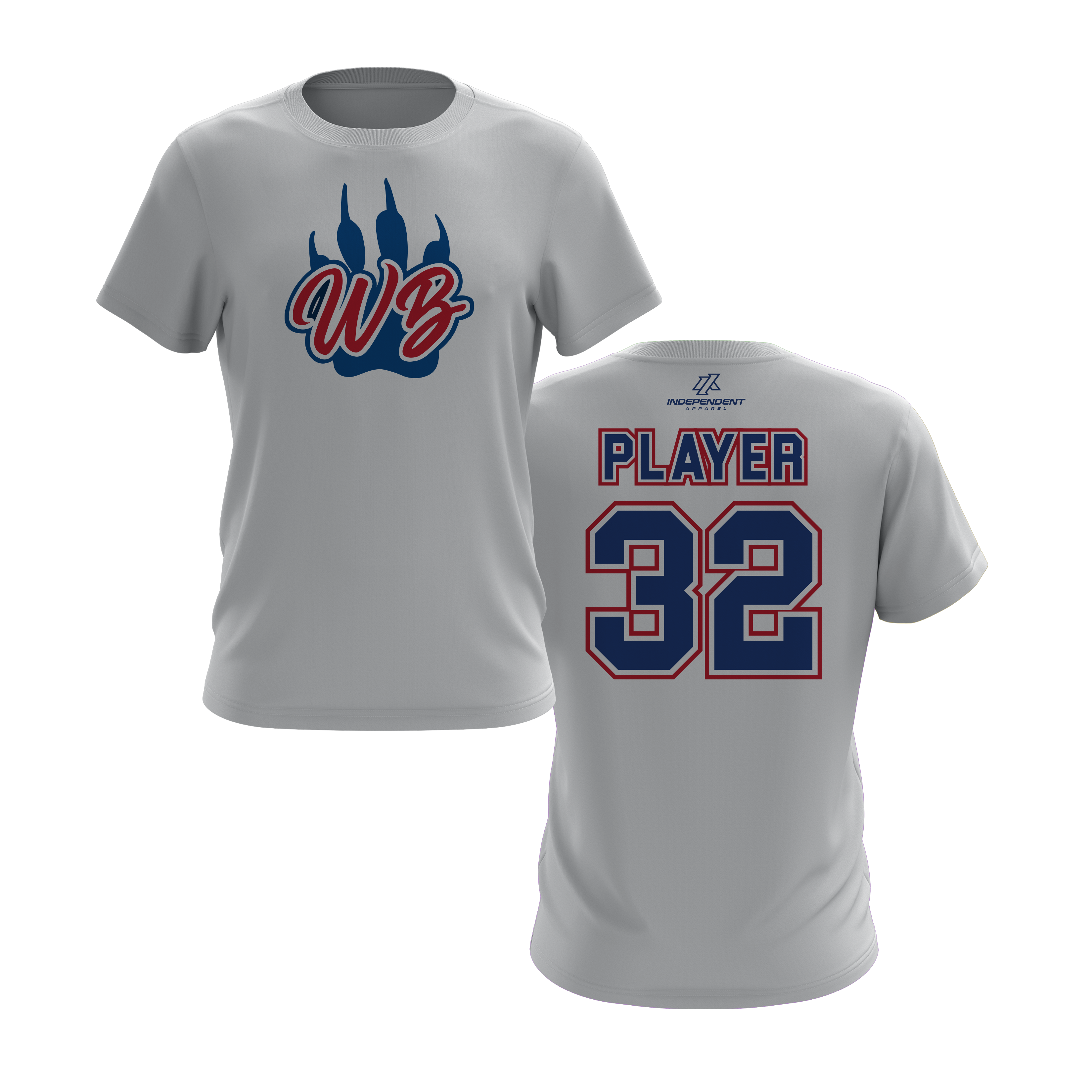 WBYB Royal Blue/Red Team Short Sleeve Shirt - Paw Logo