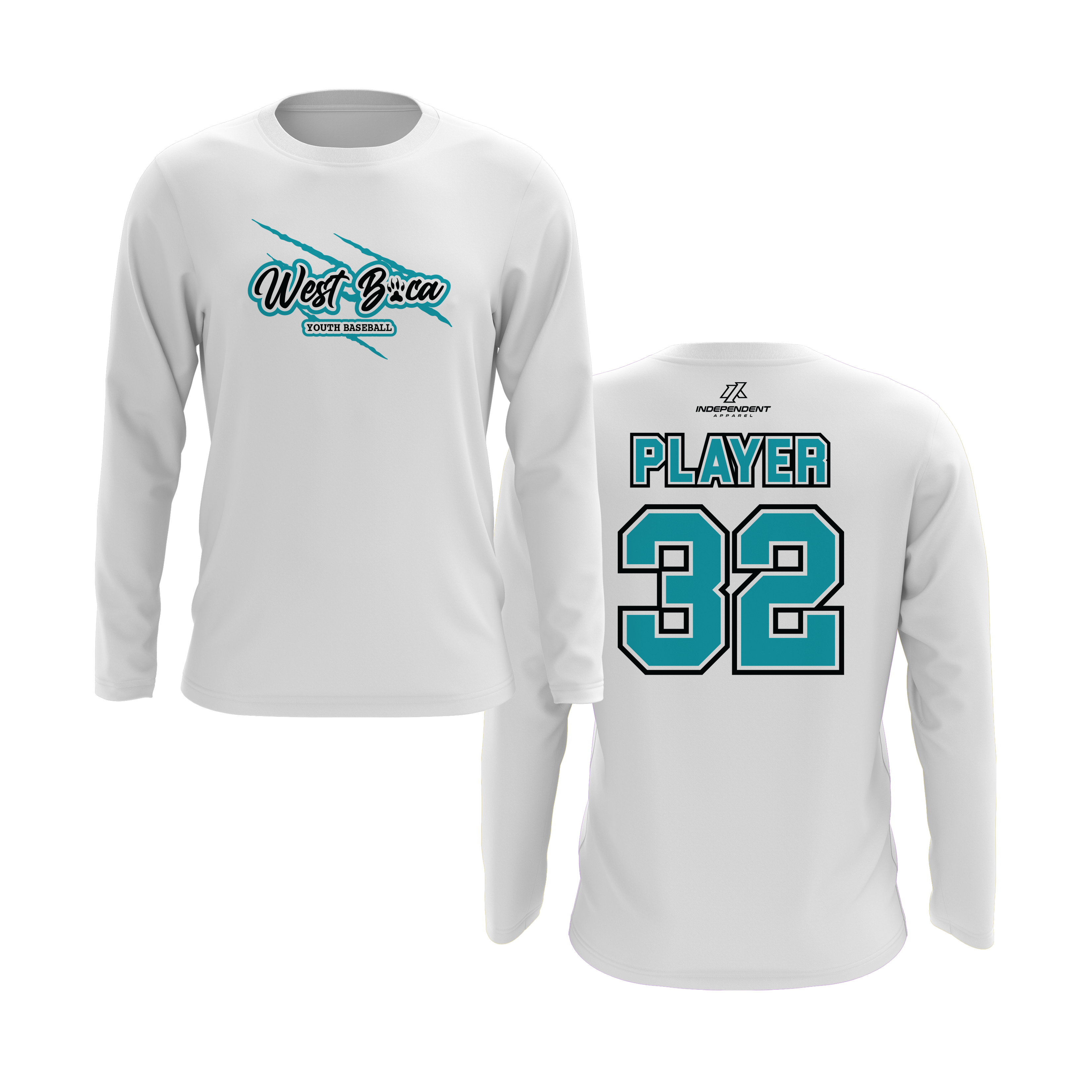 WBYB Teal/Black Team Long Sleeve Shirt - Claw Logo