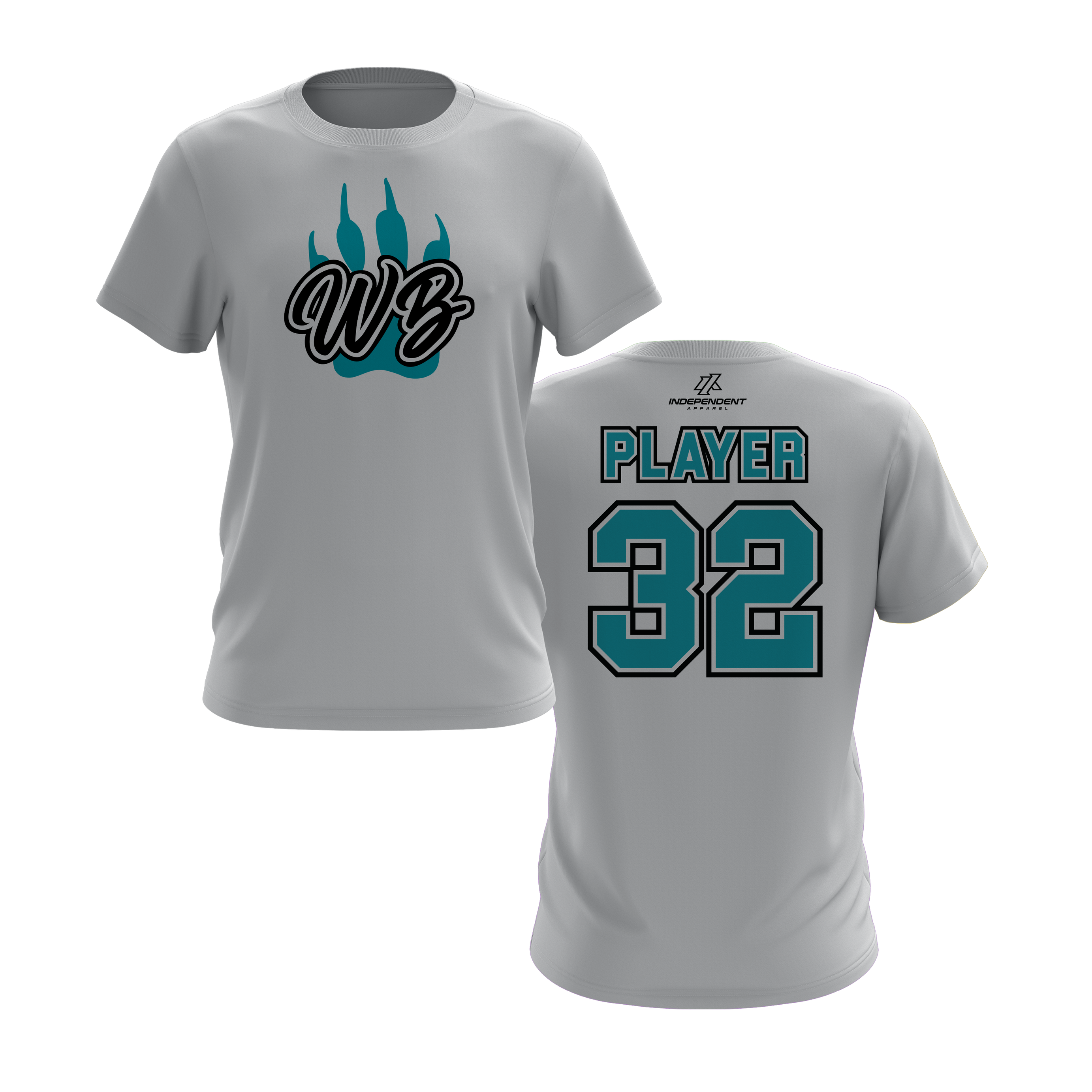 WBYB Teal/Black Team Short Sleeve Shirt - Paw Logo
