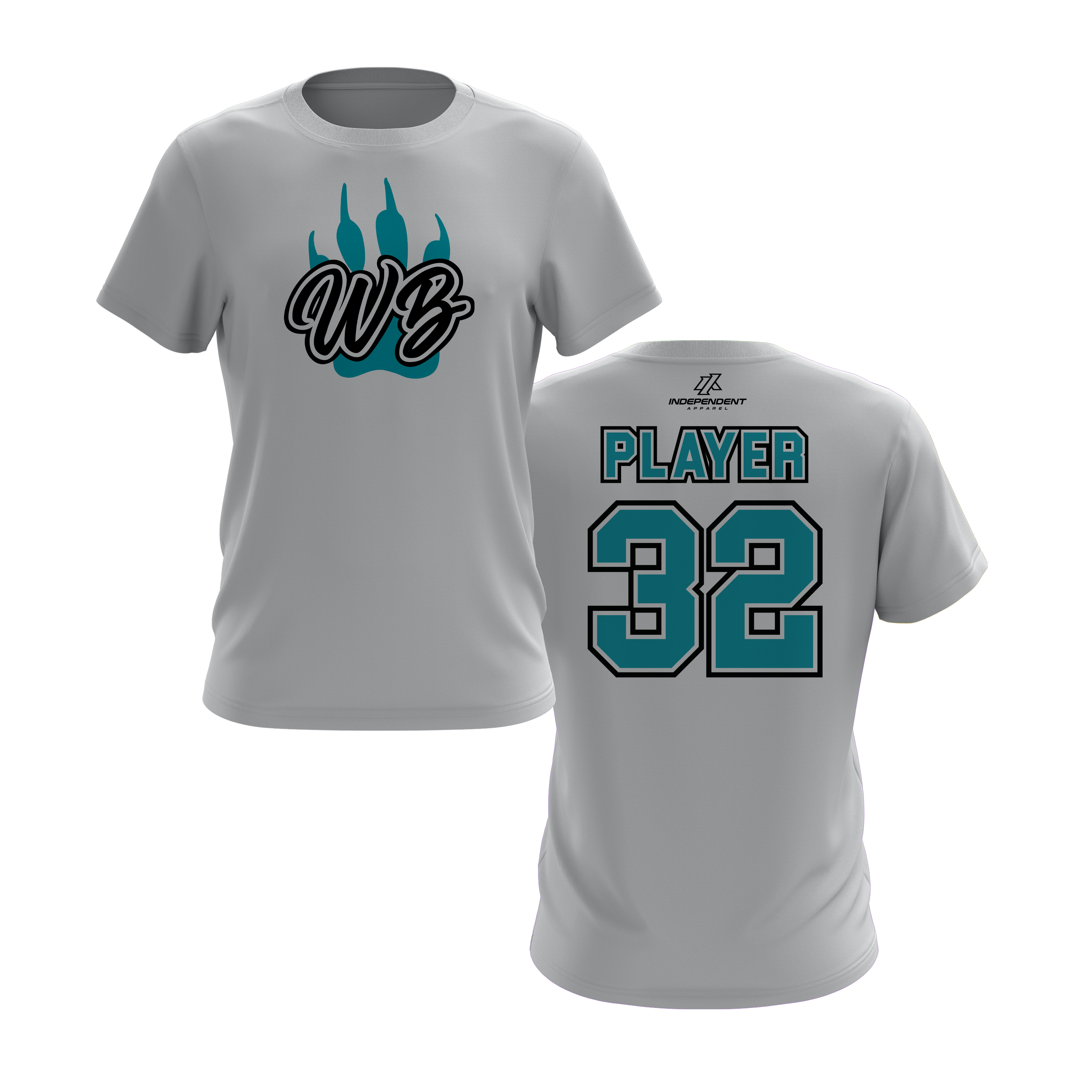 WBYB Teal/Black Team Short Sleeve Shirt - Paw Logo