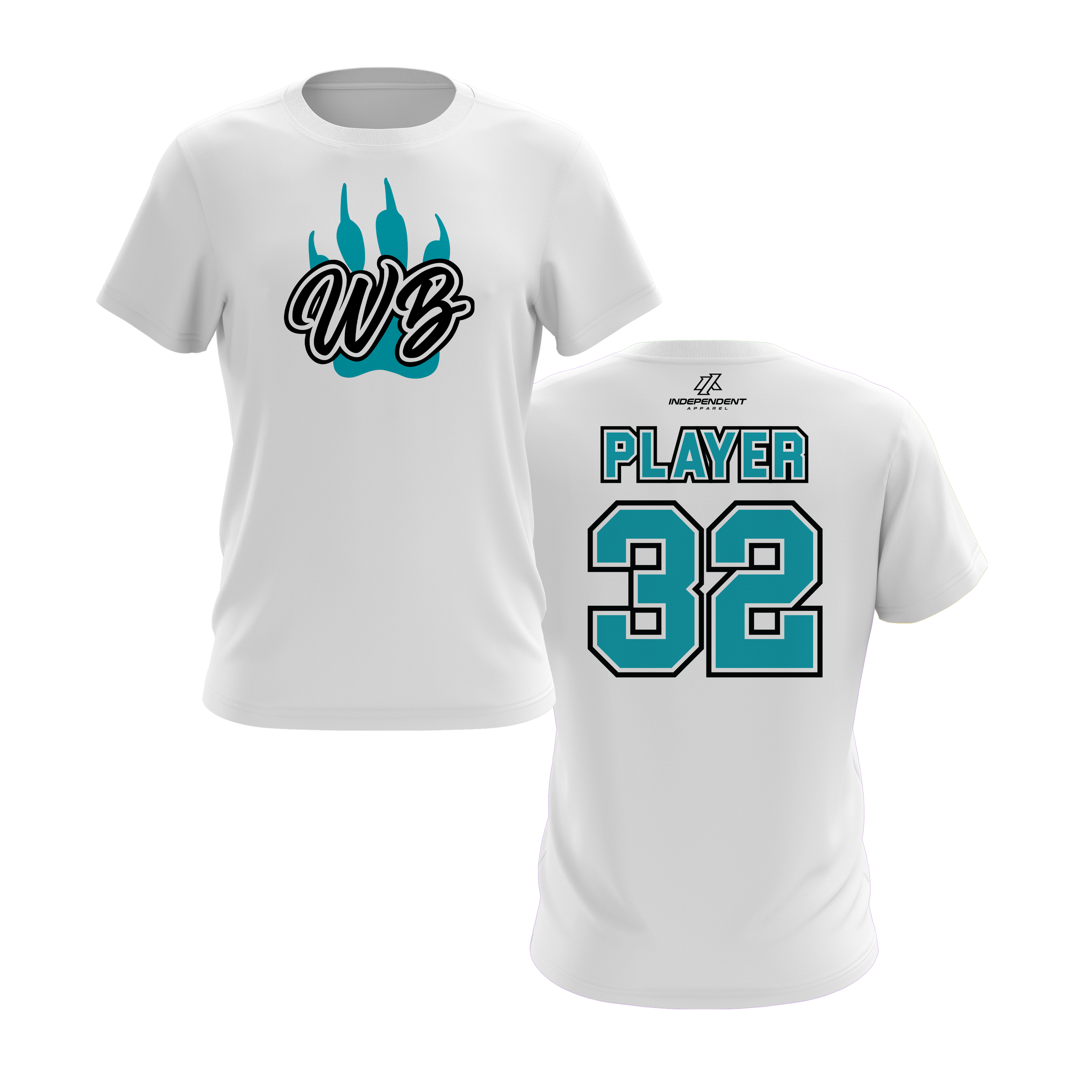 WBYB Teal/Black Team Short Sleeve Shirt - Paw Logo