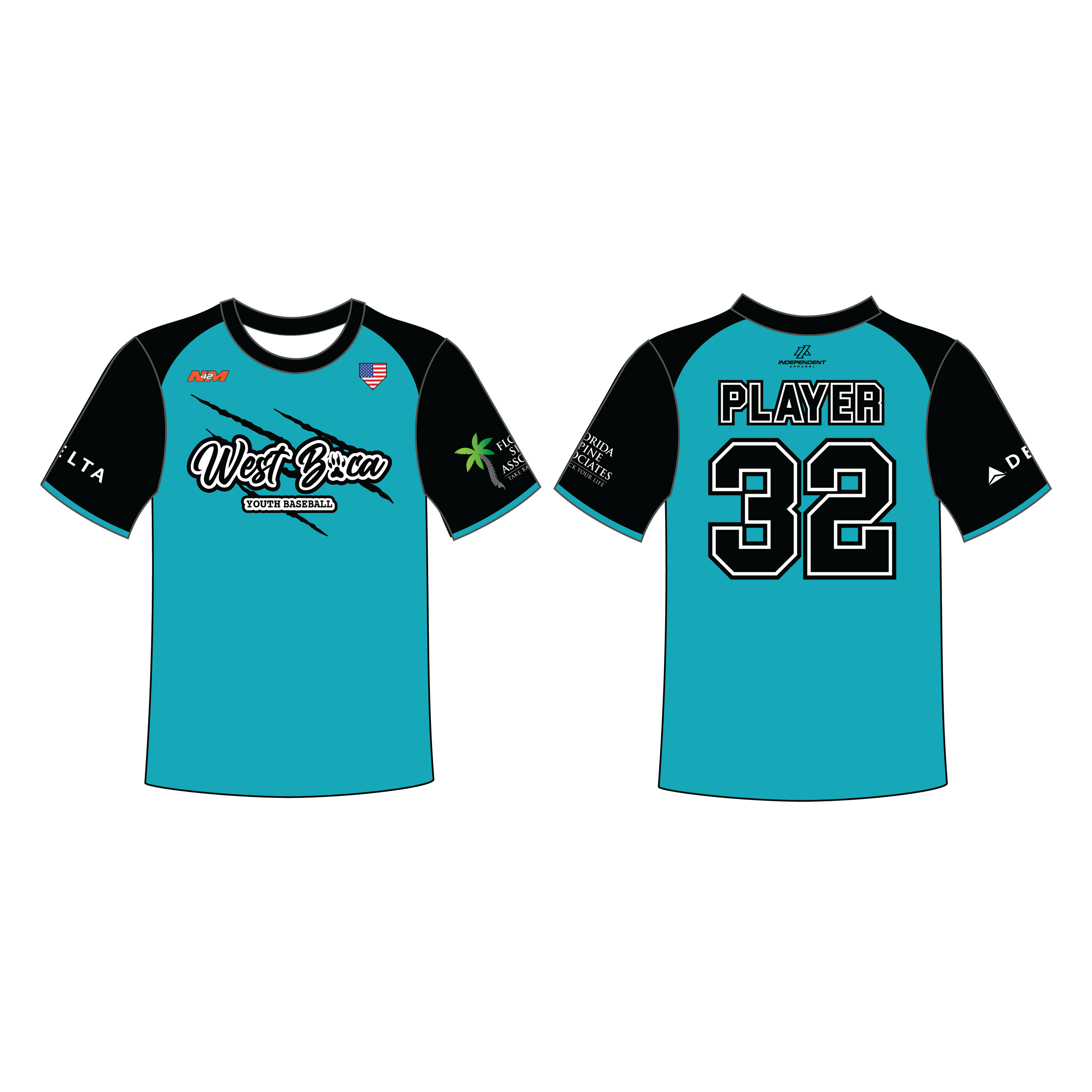 WBYB Teal/Black Team Custom Replica Jersey (3-4 WEEK TURNAROUND)