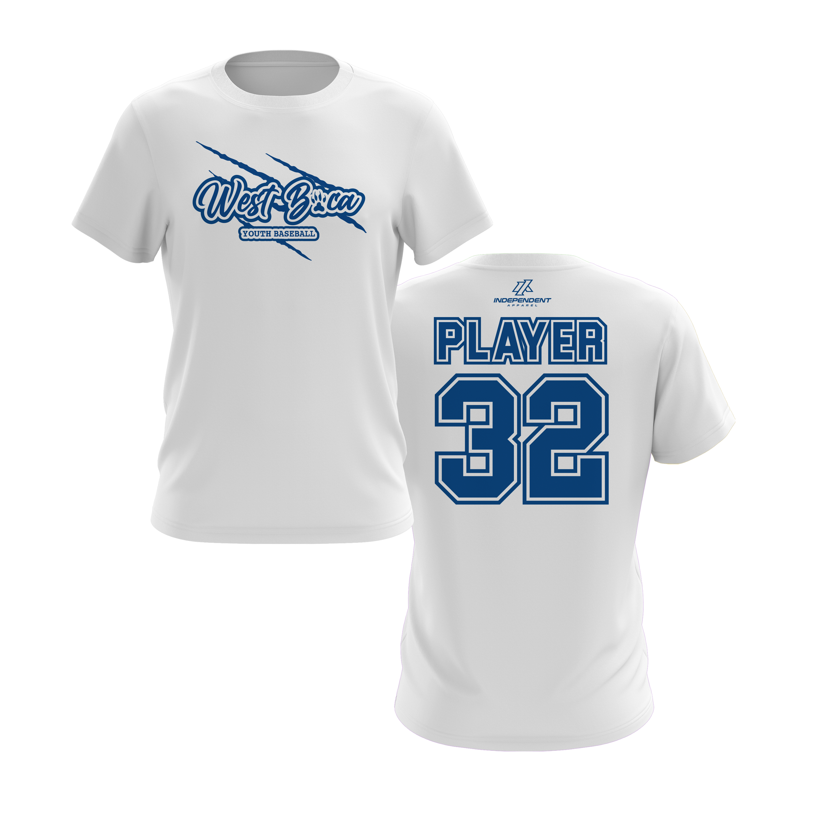 WBYB White/Blue Team Short Sleeve Shirt - Claw Logo