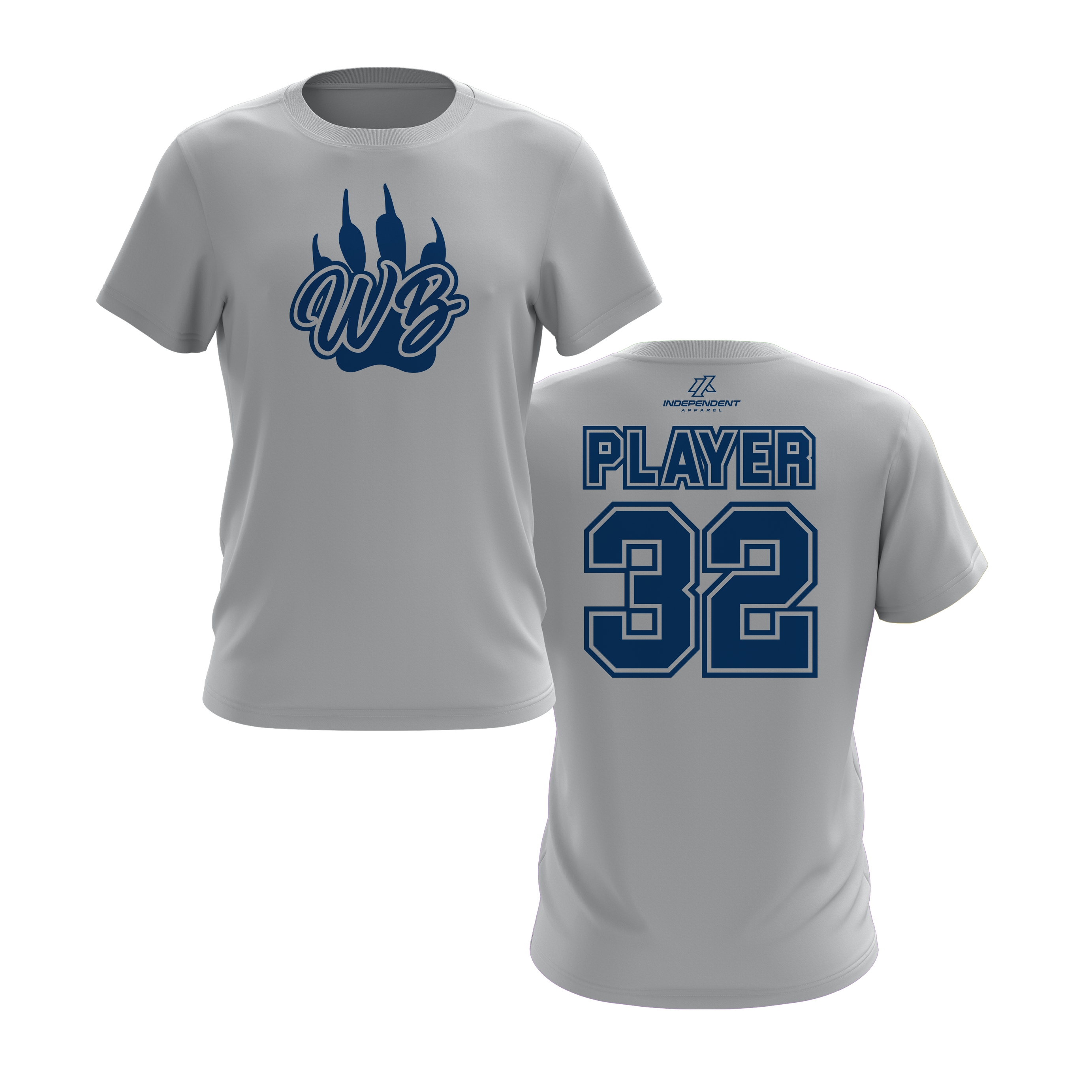 WBYB White/Blue Team Short Sleeve Shirt - Paw Logo