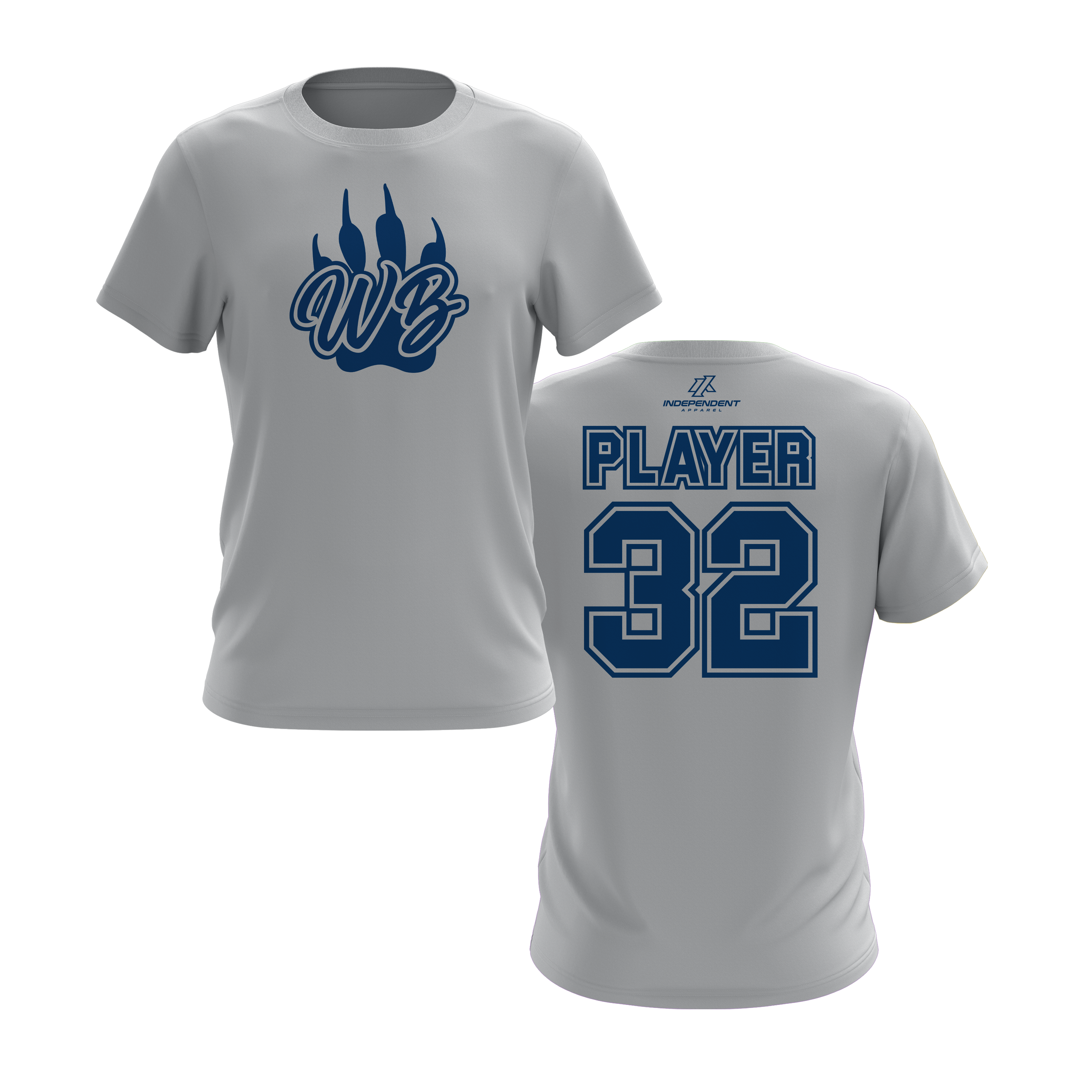 WBYB White/Blue Team Short Sleeve Shirt - Paw Logo