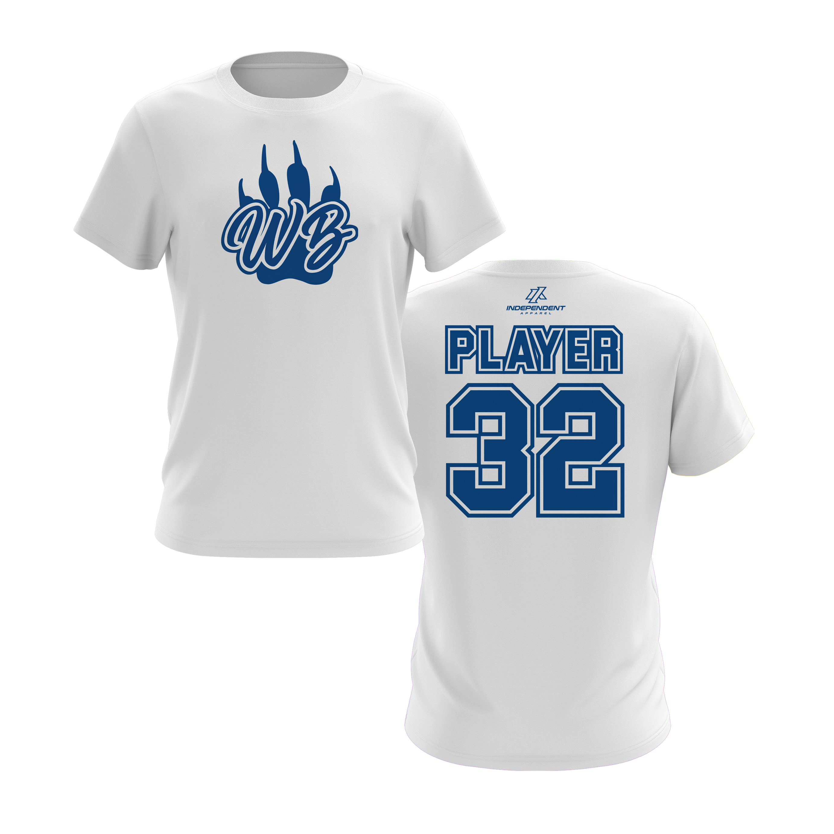 WBYB White/Blue Team Short Sleeve Shirt - Paw Logo