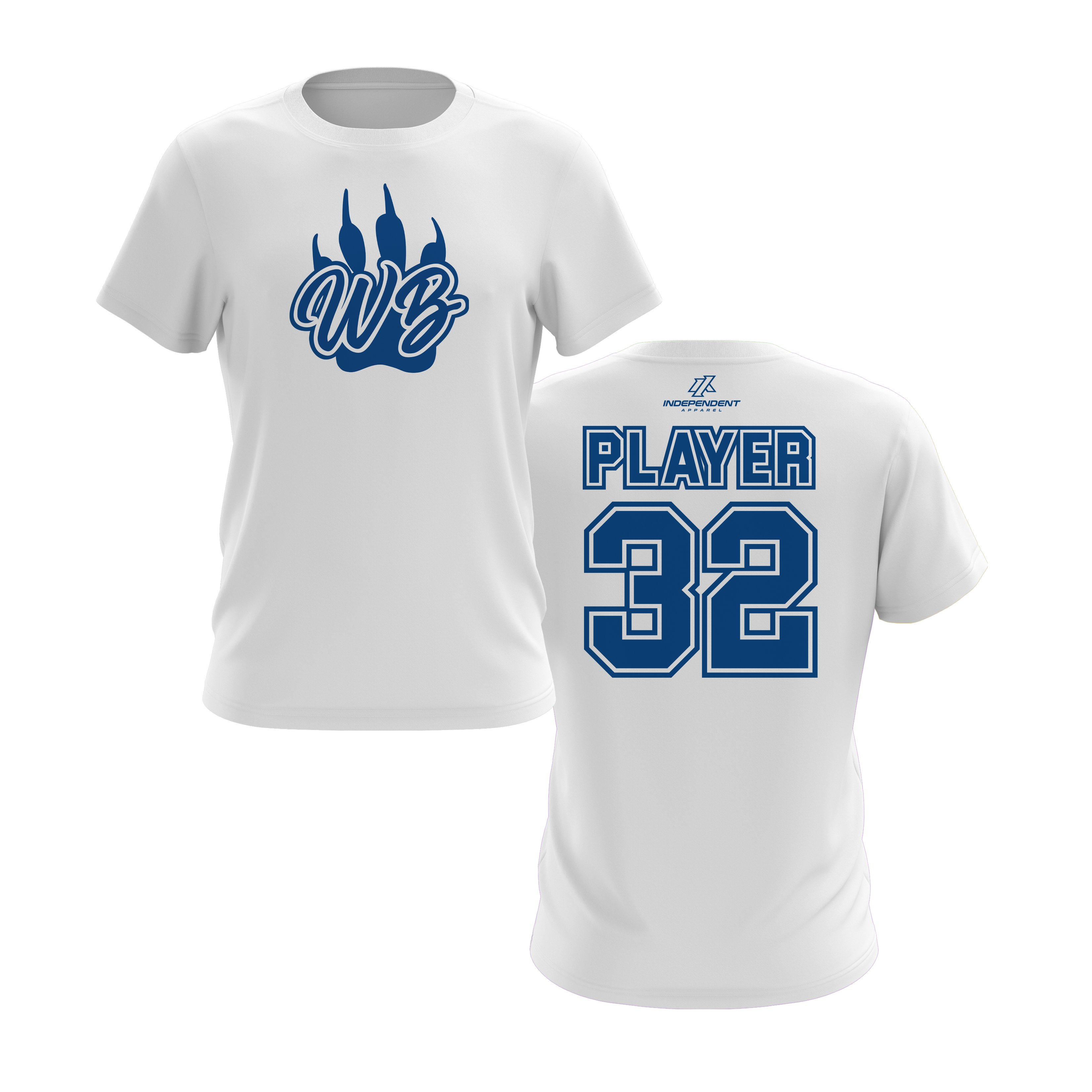 WBYB White/Blue Team Short Sleeve Shirt - Paw Logo