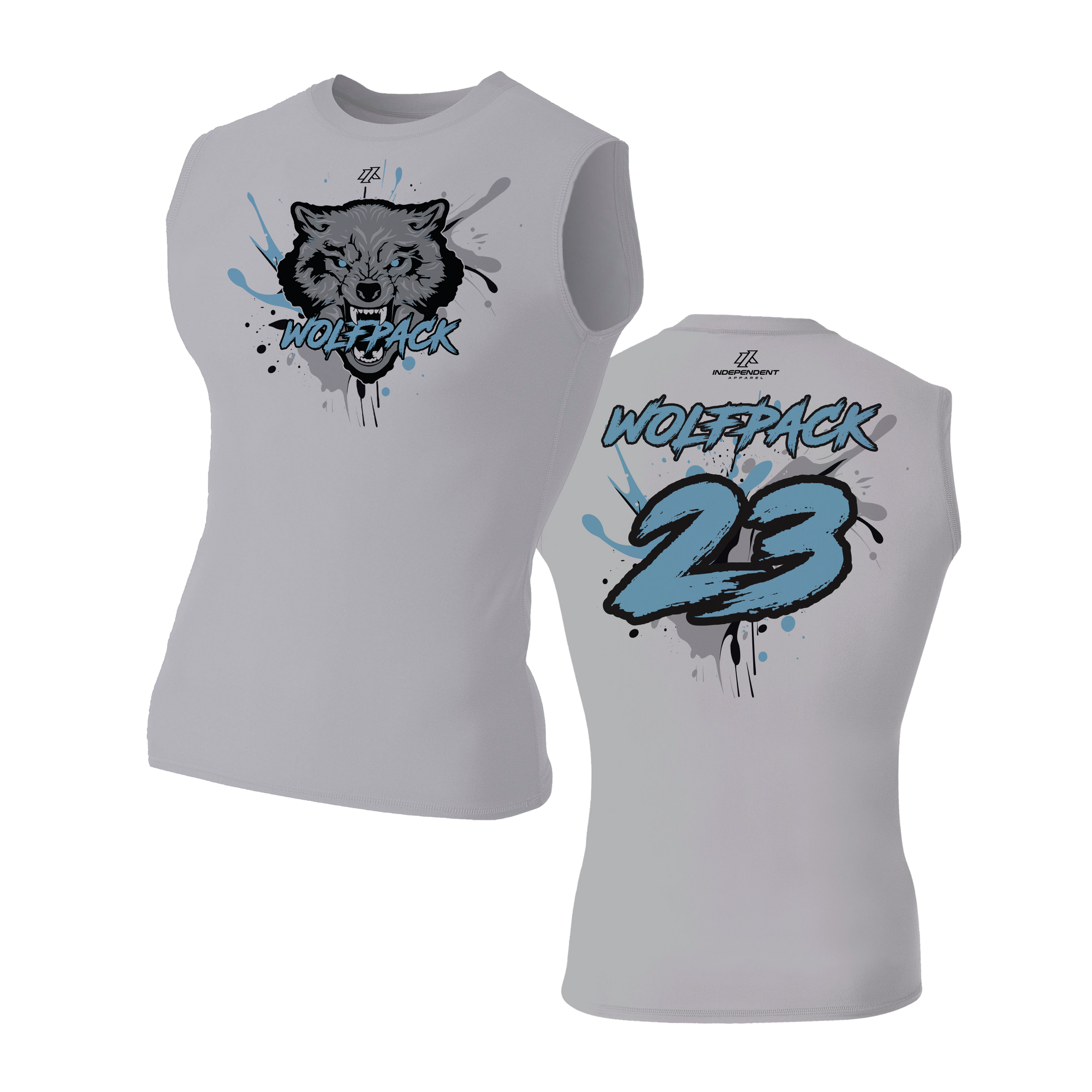 Wolfpack Splatter Logo Sleeveless Compression Shirt