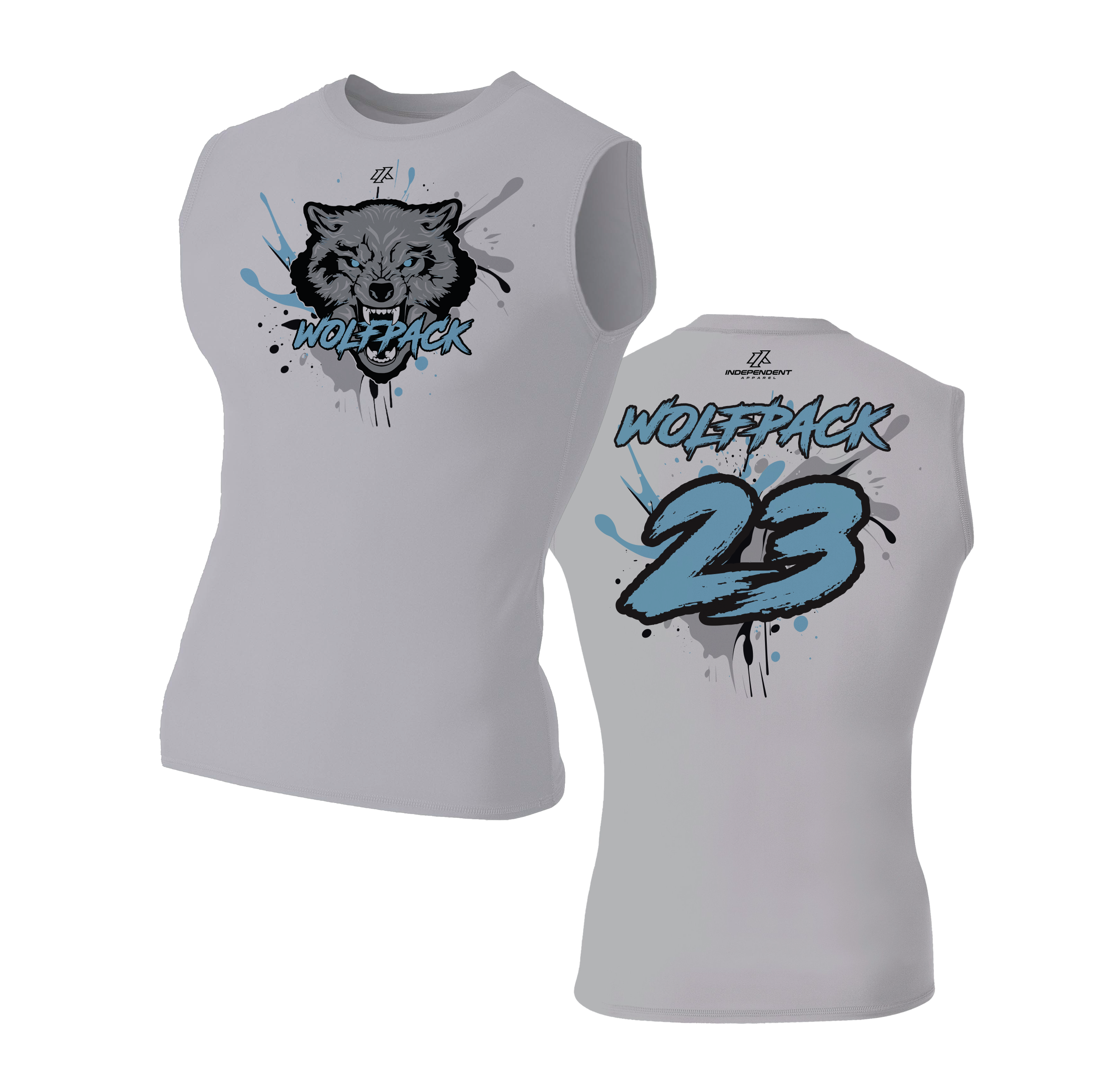 Wolfpack Splatter Logo Sleeveless Compression Shirt