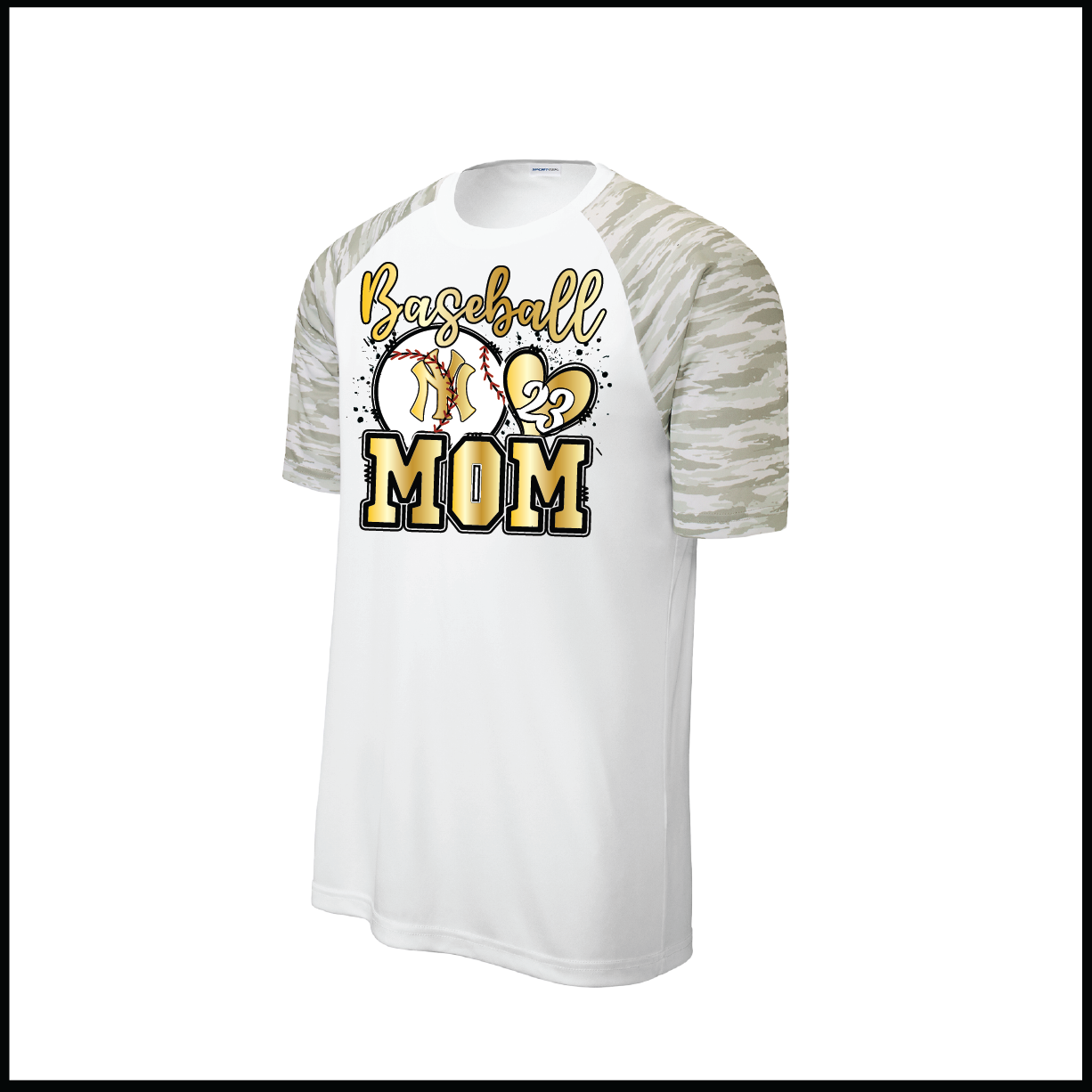 CCLL Yankees Mom Logo White Camo Short Sleeve Shirt