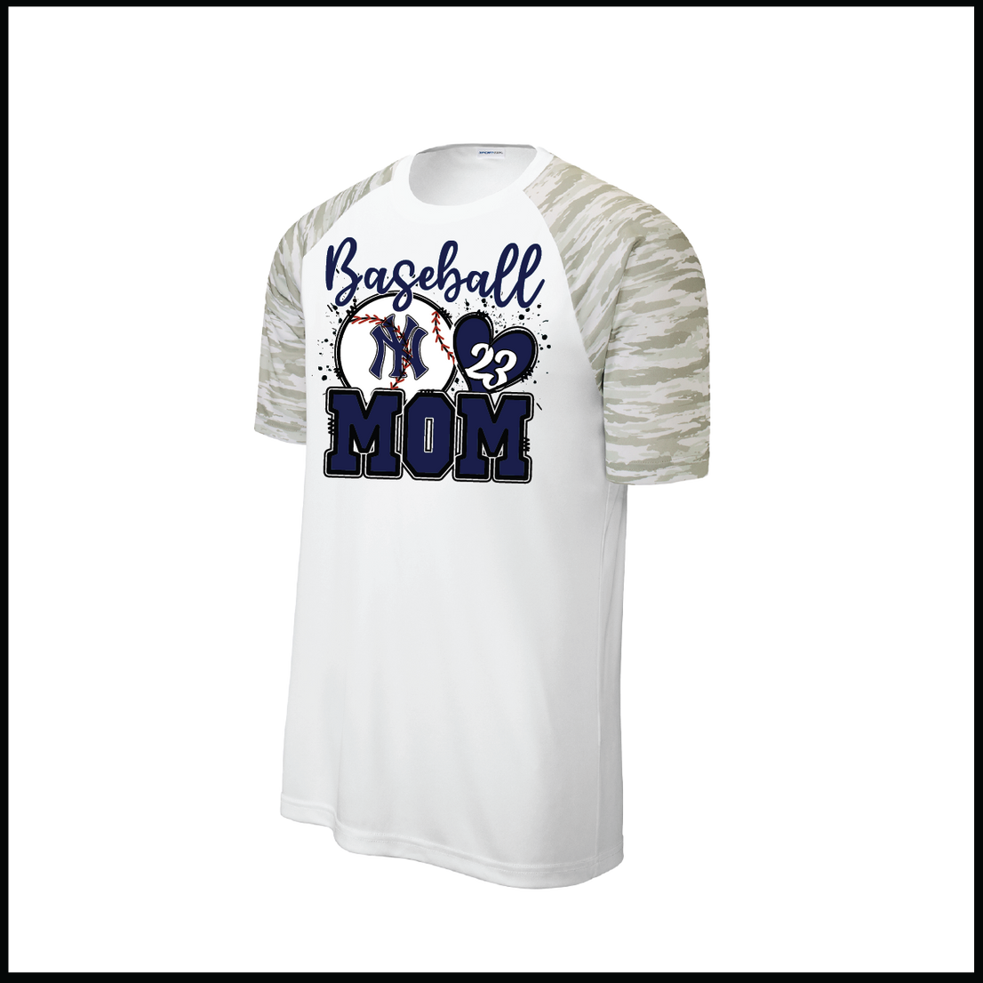 CCLL Yankees Mom Logo White Camo Short Sleeve Shirt