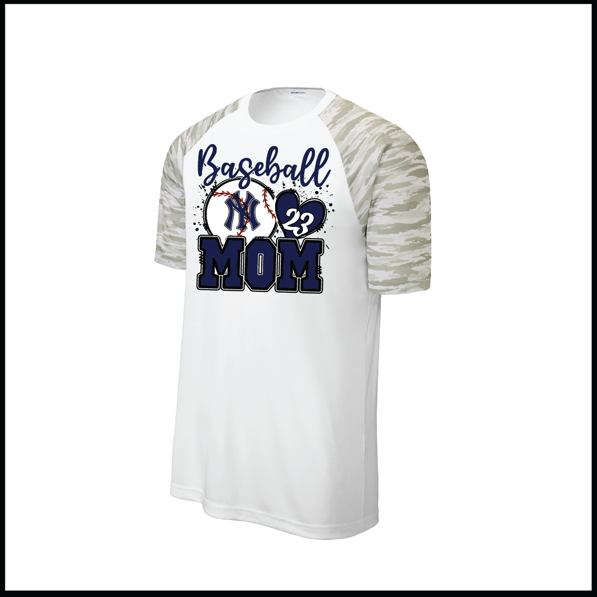 CCLL Yankees Mom Logo White Camo Short Sleeve Shirt